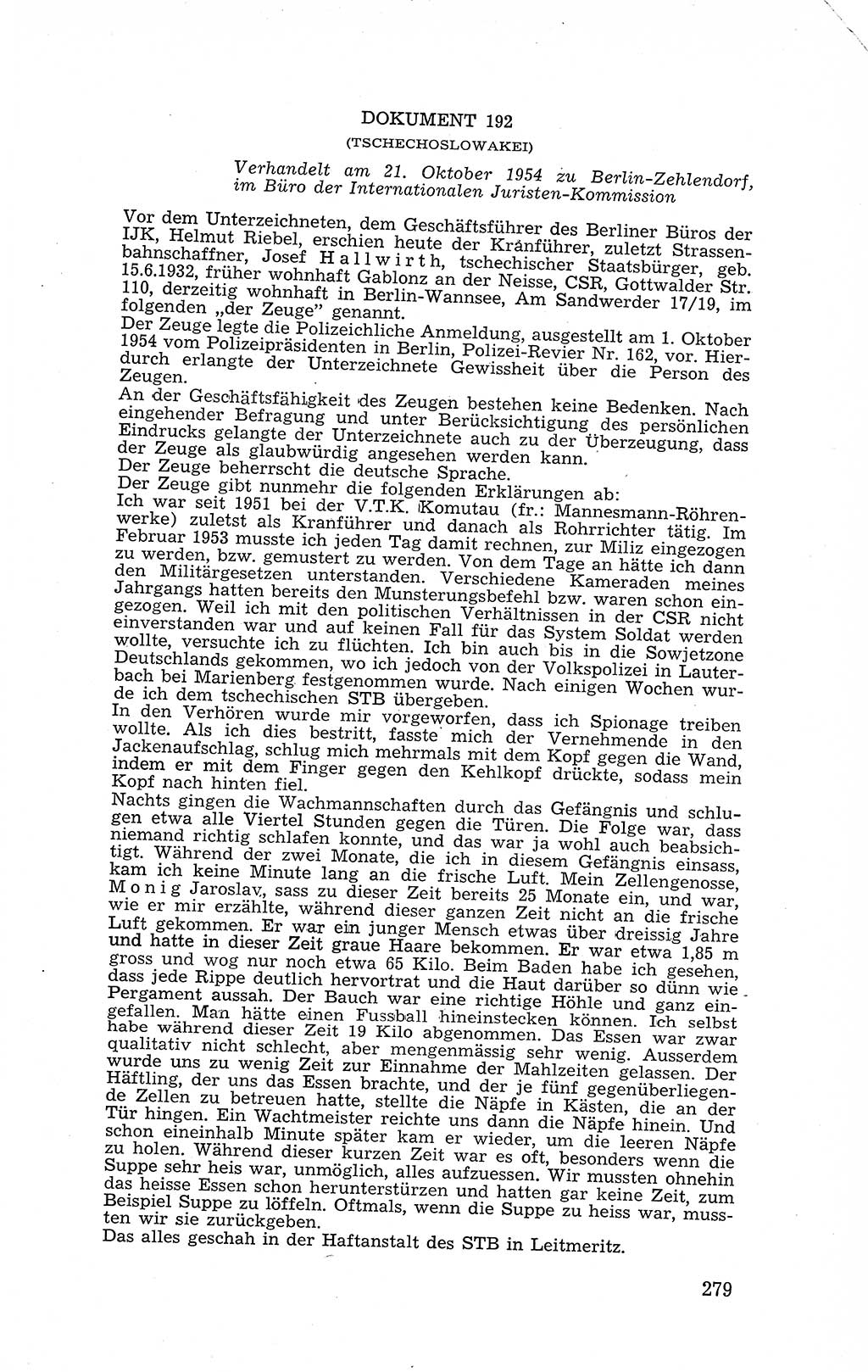 Recht in Fesseln, Dokumente, Internationale Juristen-Kommission [Bundesrepublik Deutschland (BRD)] 1955, Seite 279 (R. Dok. IJK BRD 1955, S. 279)