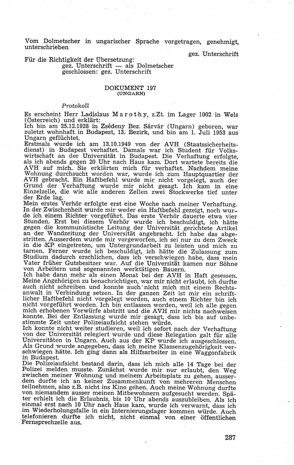 Recht in Fesseln, Dokumente, Internationale Juristen-Kommission [Bundesrepublik Deutschland (BRD)] 1955, Seite 287 (R. Dok. IJK BRD 1955, S. 287)