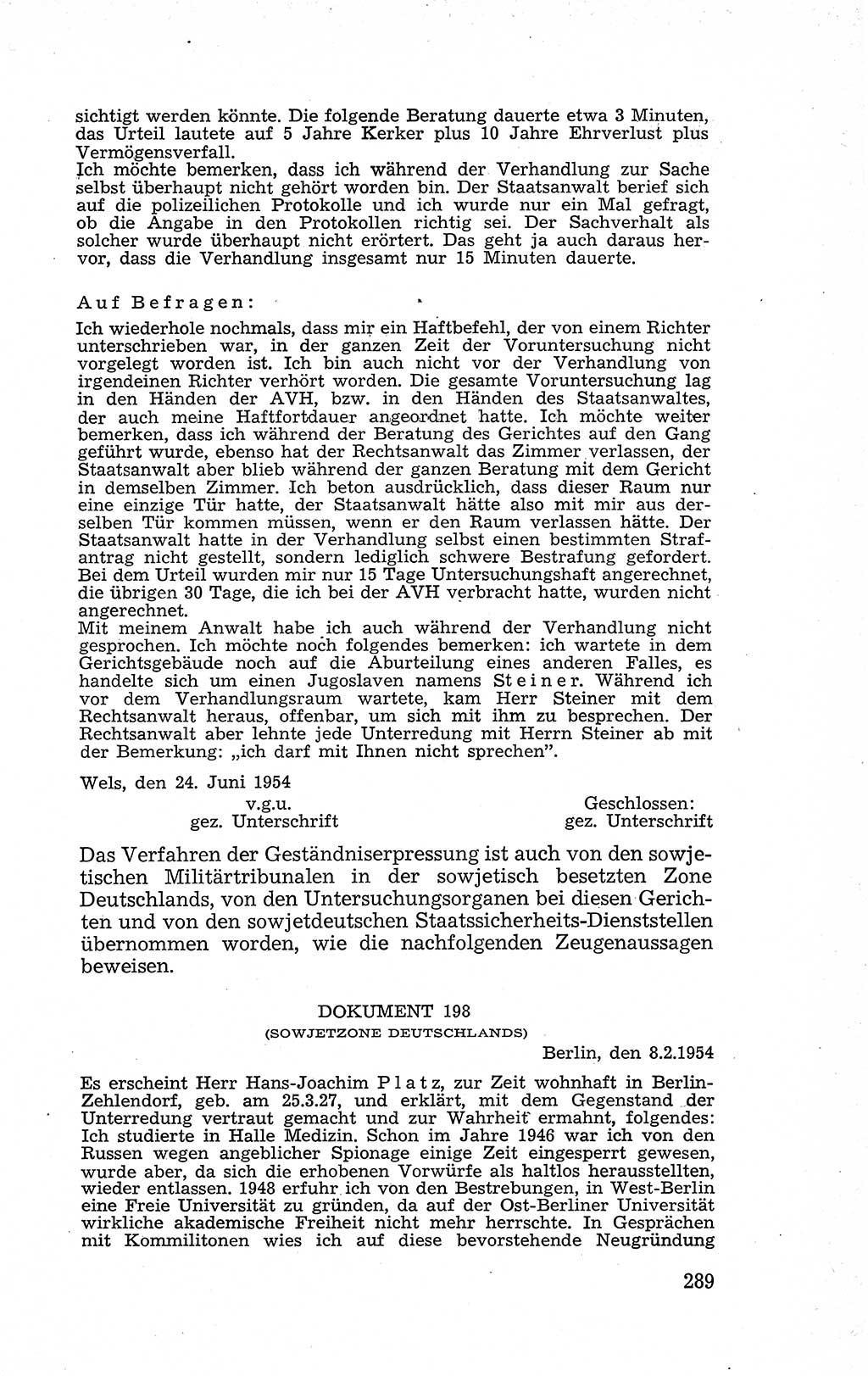 Recht in Fesseln, Dokumente, Internationale Juristen-Kommission [Bundesrepublik Deutschland (BRD)] 1955, Seite 289 (R. Dok. IJK BRD 1955, S. 289)