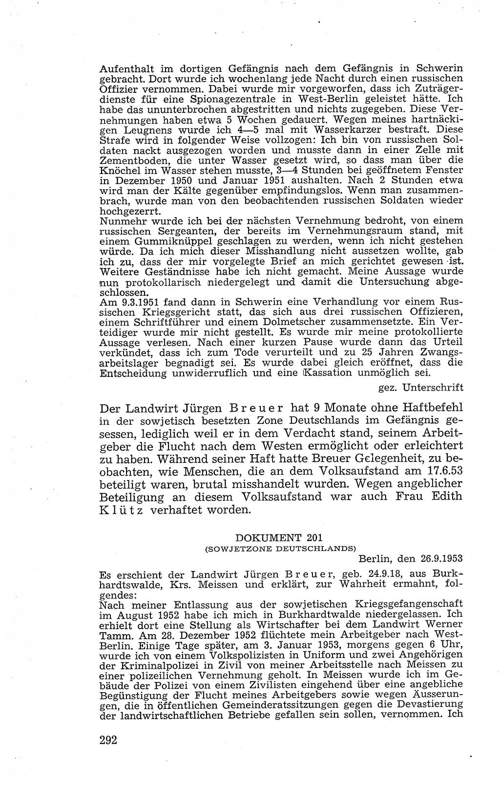 Recht in Fesseln, Dokumente, Internationale Juristen-Kommission [Bundesrepublik Deutschland (BRD)] 1955, Seite 292 (R. Dok. IJK BRD 1955, S. 292)