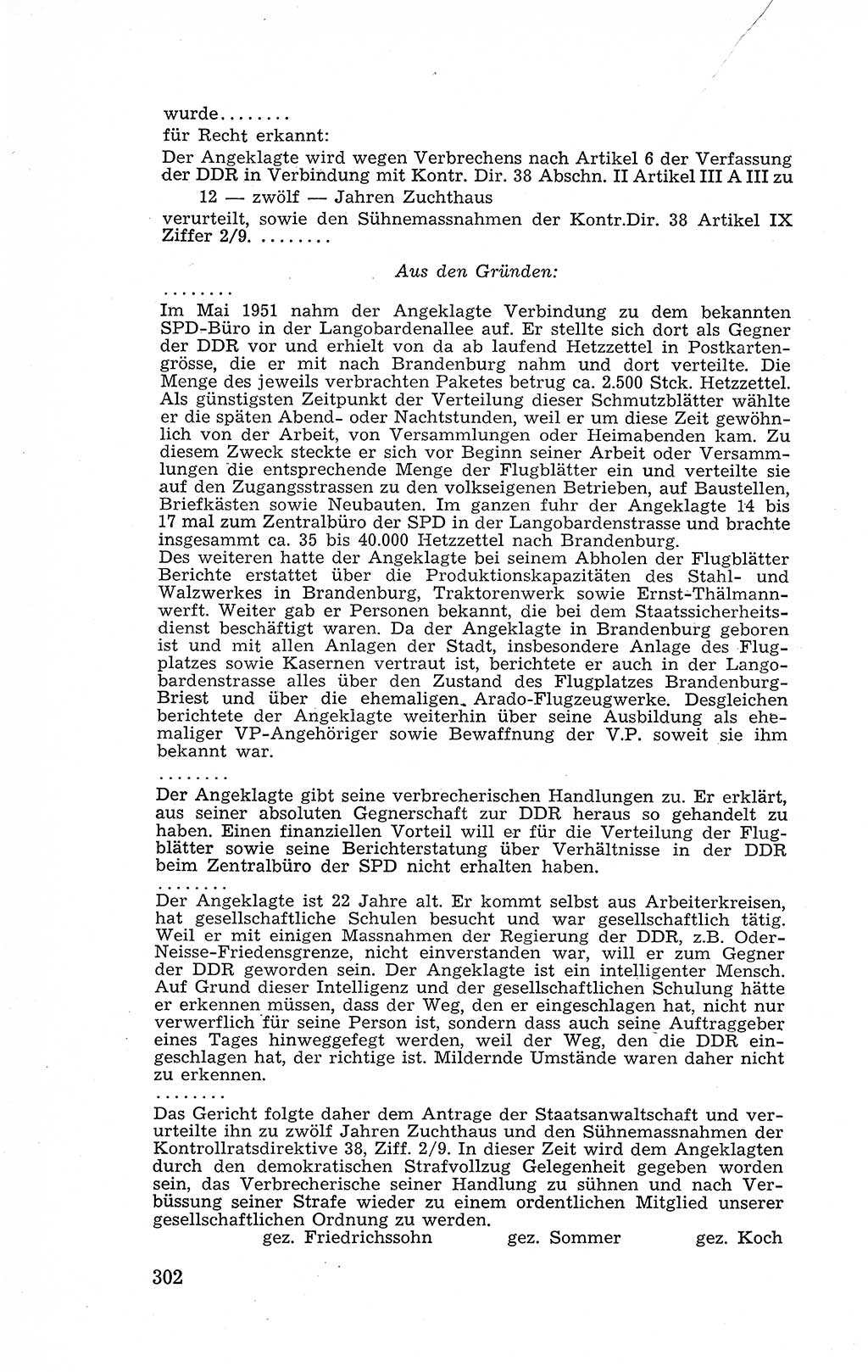 Recht in Fesseln, Dokumente, Internationale Juristen-Kommission [Bundesrepublik Deutschland (BRD)] 1955, Seite 302 (R. Dok. IJK BRD 1955, S. 302)