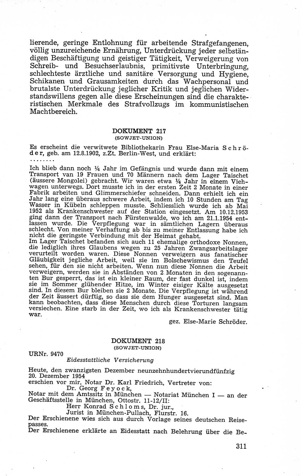 Recht in Fesseln, Dokumente, Internationale Juristen-Kommission [Bundesrepublik Deutschland (BRD)] 1955, Seite 311 (R. Dok. IJK BRD 1955, S. 311)