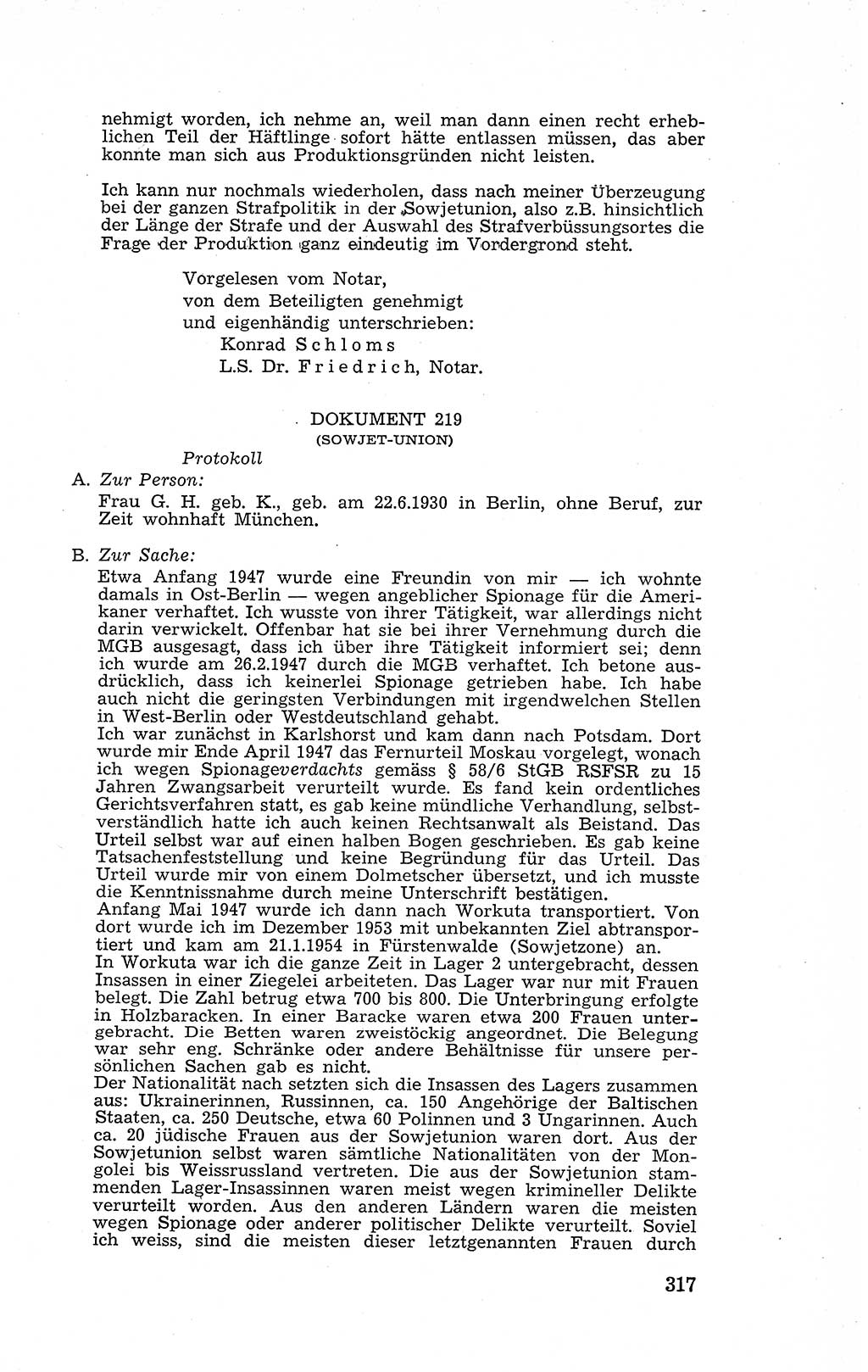 Recht in Fesseln, Dokumente, Internationale Juristen-Kommission [Bundesrepublik Deutschland (BRD)] 1955, Seite 317 (R. Dok. IJK BRD 1955, S. 317)