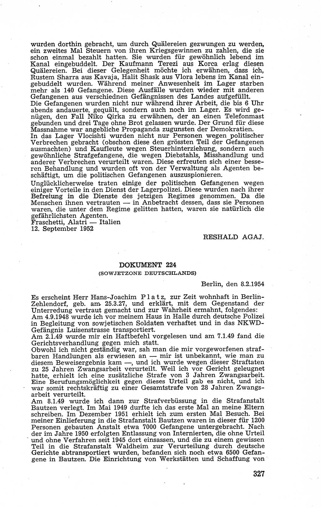 Recht in Fesseln, Dokumente, Internationale Juristen-Kommission [Bundesrepublik Deutschland (BRD)] 1955, Seite 327 (R. Dok. IJK BRD 1955, S. 327)