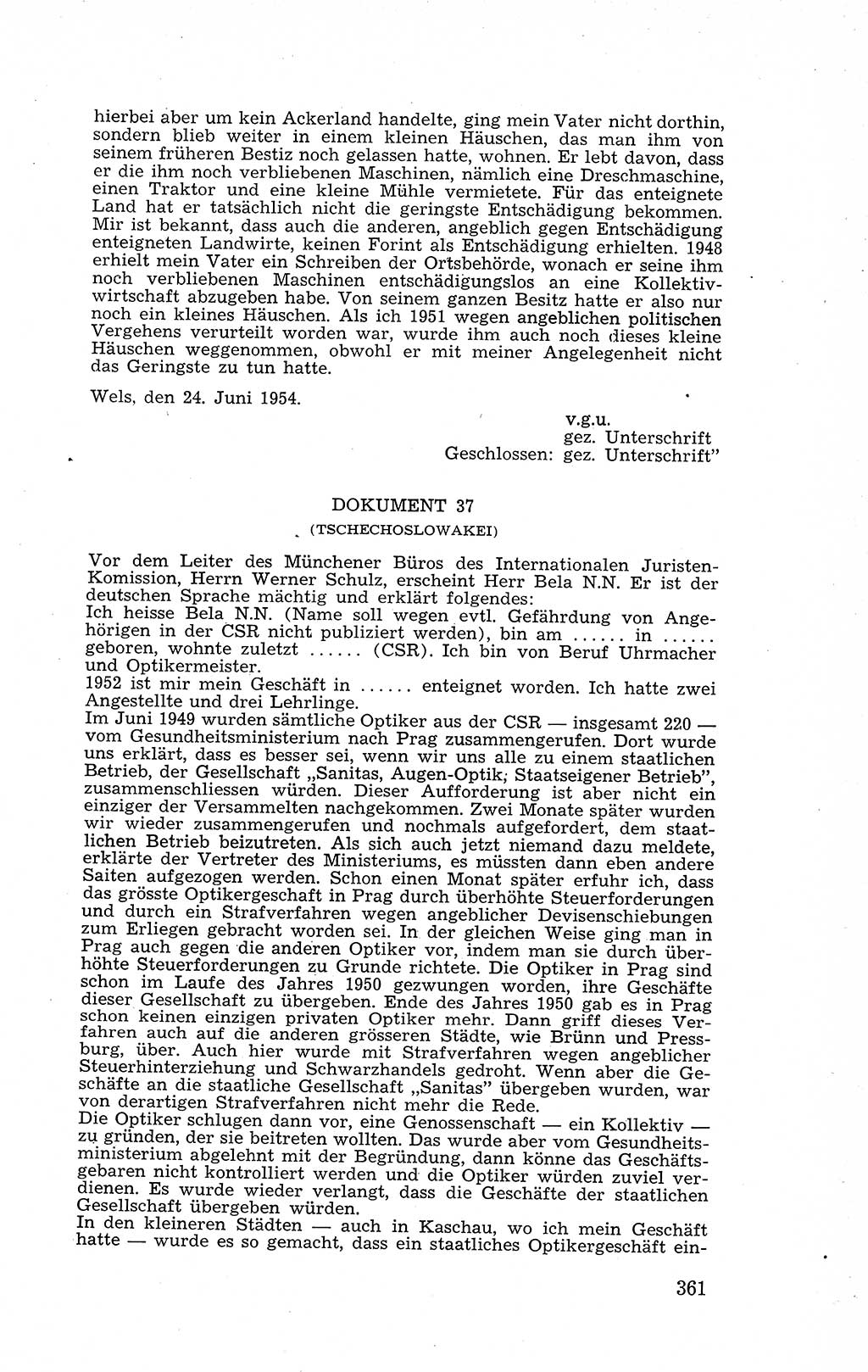 Recht in Fesseln, Dokumente, Internationale Juristen-Kommission [Bundesrepublik Deutschland (BRD)] 1955, Seite 361 (R. Dok. IJK BRD 1955, S. 361)