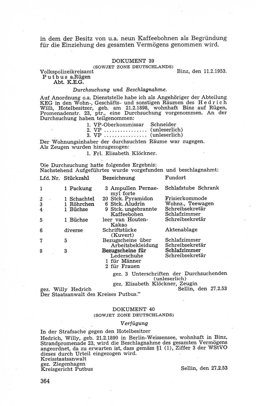 Recht in Fesseln, Dokumente, Internationale Juristen-Kommission [Bundesrepublik Deutschland (BRD)] 1955, Seite 364 (R. Dok. IJK BRD 1955, S. 364)