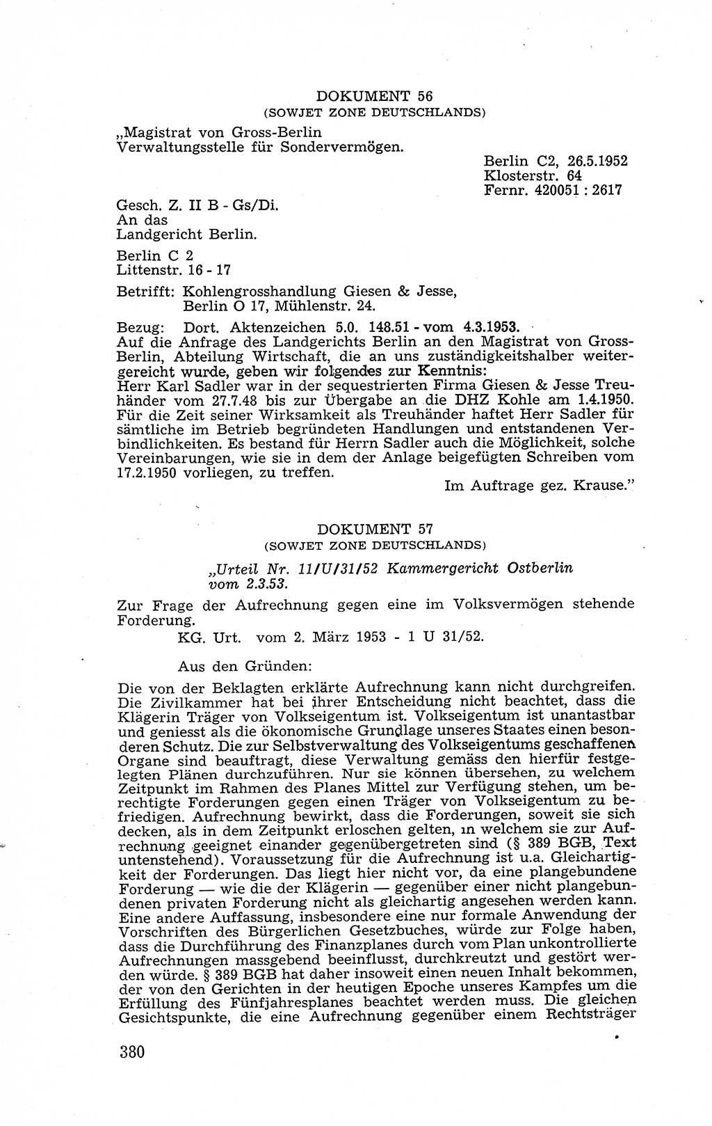 Recht in Fesseln, Dokumente, Internationale Juristen-Kommission [Bundesrepublik Deutschland (BRD)] 1955, Seite 380 (R. Dok. IJK BRD 1955, S. 380)