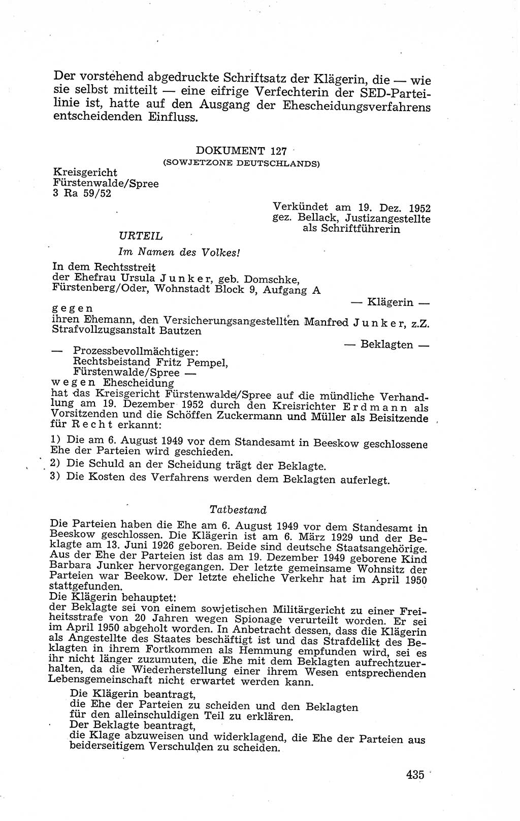Recht in Fesseln, Dokumente, Internationale Juristen-Kommission [Bundesrepublik Deutschland (BRD)] 1955, Seite 435 (R. Dok. IJK BRD 1955, S. 435)