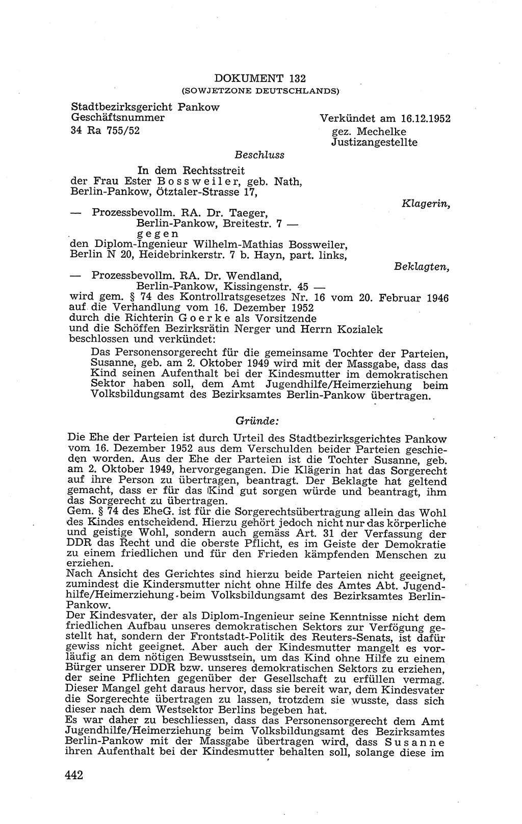 Recht in Fesseln, Dokumente, Internationale Juristen-Kommission [Bundesrepublik Deutschland (BRD)] 1955, Seite 442 (R. Dok. IJK BRD 1955, S. 442)