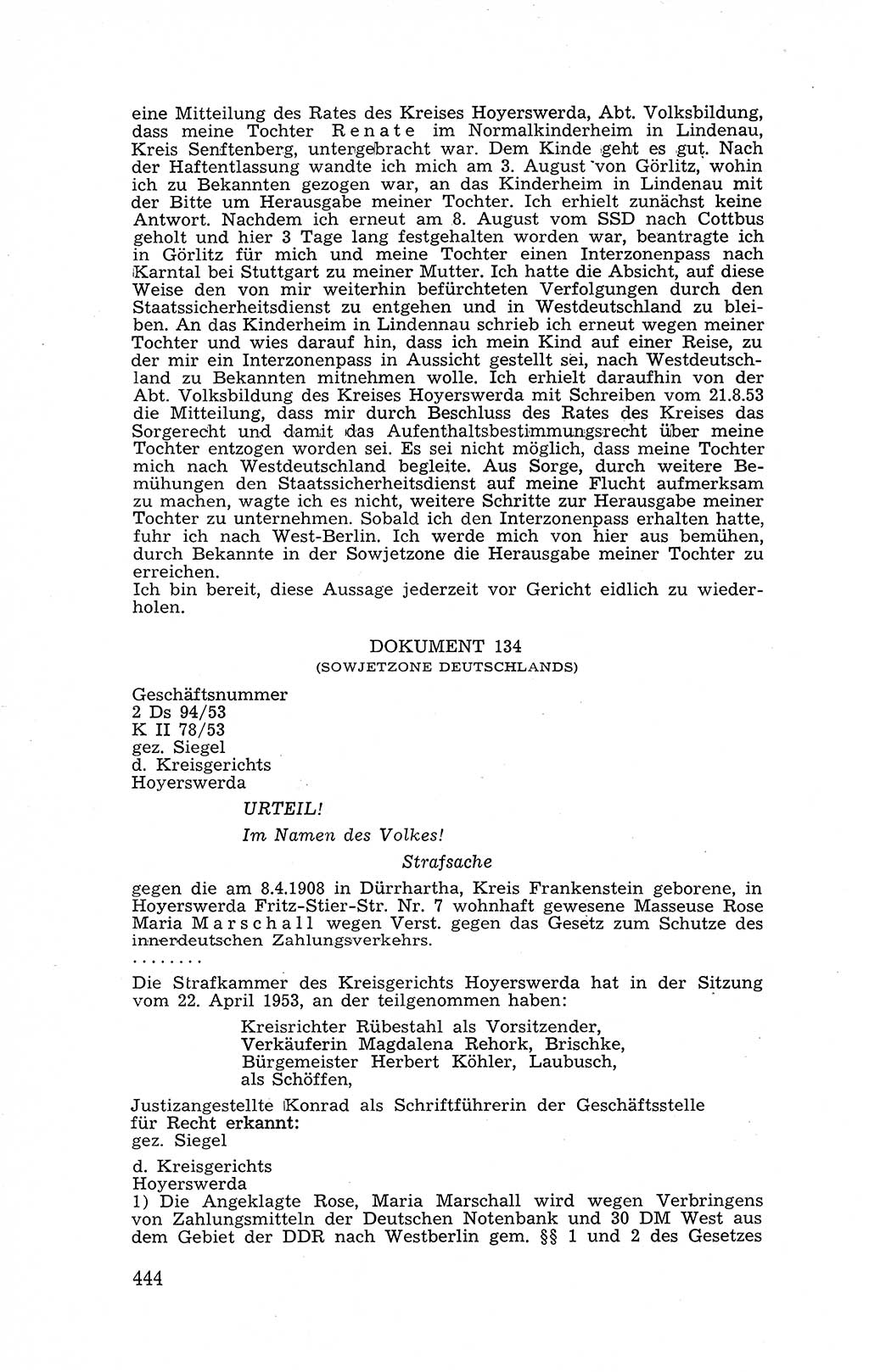 Recht in Fesseln, Dokumente, Internationale Juristen-Kommission [Bundesrepublik Deutschland (BRD)] 1955, Seite 444 (R. Dok. IJK BRD 1955, S. 444)
