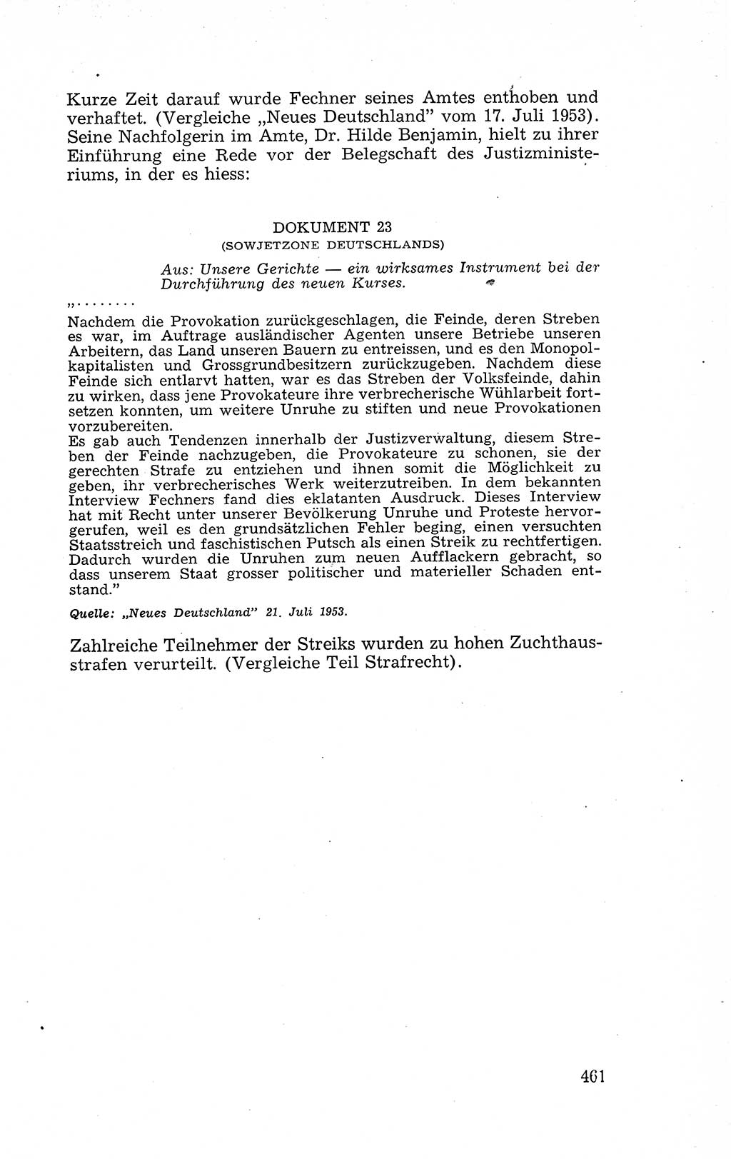 Recht in Fesseln, Dokumente, Internationale Juristen-Kommission [Bundesrepublik Deutschland (BRD)] 1955, Seite 461 (R. Dok. IJK BRD 1955, S. 461)
