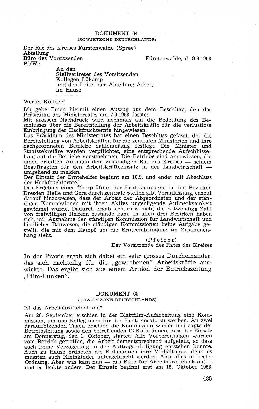 Recht in Fesseln, Dokumente, Internationale Juristen-Kommission [Bundesrepublik Deutschland (BRD)] 1955, Seite 485 (R. Dok. IJK BRD 1955, S. 485)