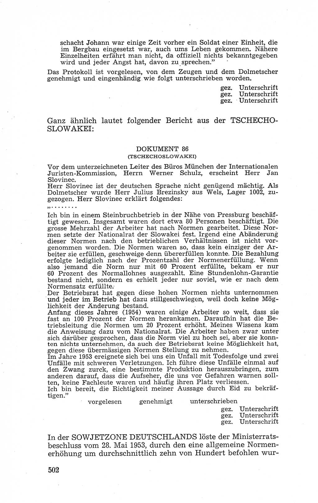 Recht in Fesseln, Dokumente, Internationale Juristen-Kommission [Bundesrepublik Deutschland (BRD)] 1955, Seite 502 (R. Dok. IJK BRD 1955, S. 502)