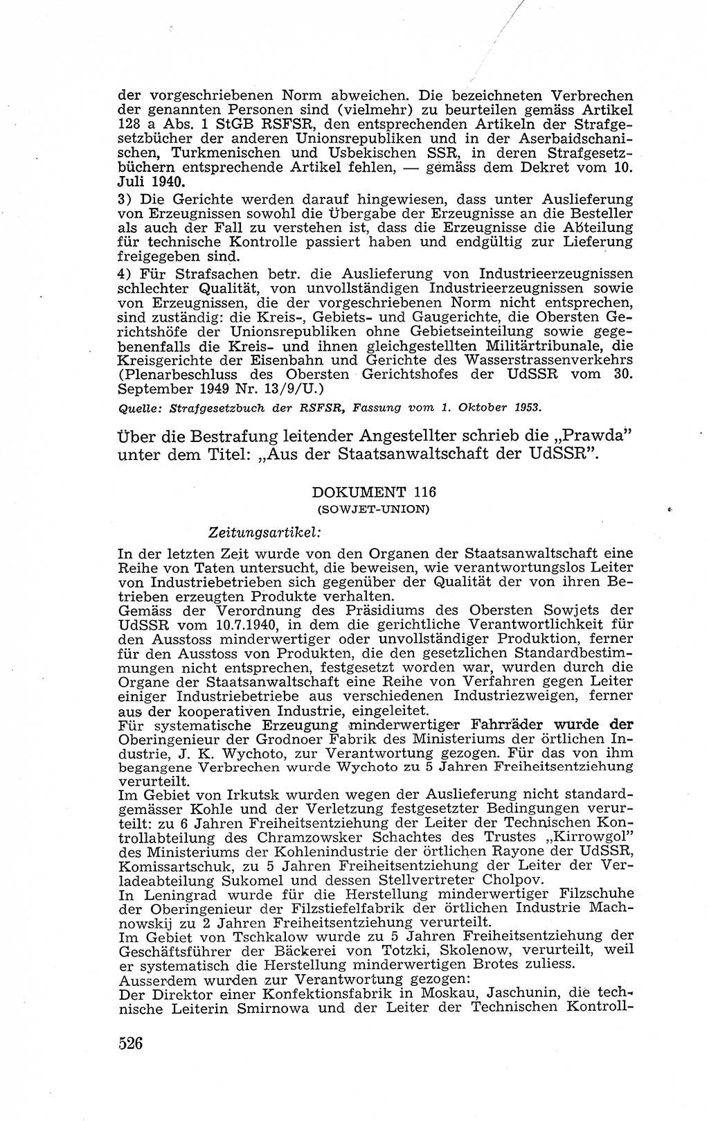 Recht in Fesseln, Dokumente, Internationale Juristen-Kommission [Bundesrepublik Deutschland (BRD)] 1955, Seite 526 (R. Dok. IJK BRD 1955, S. 526)