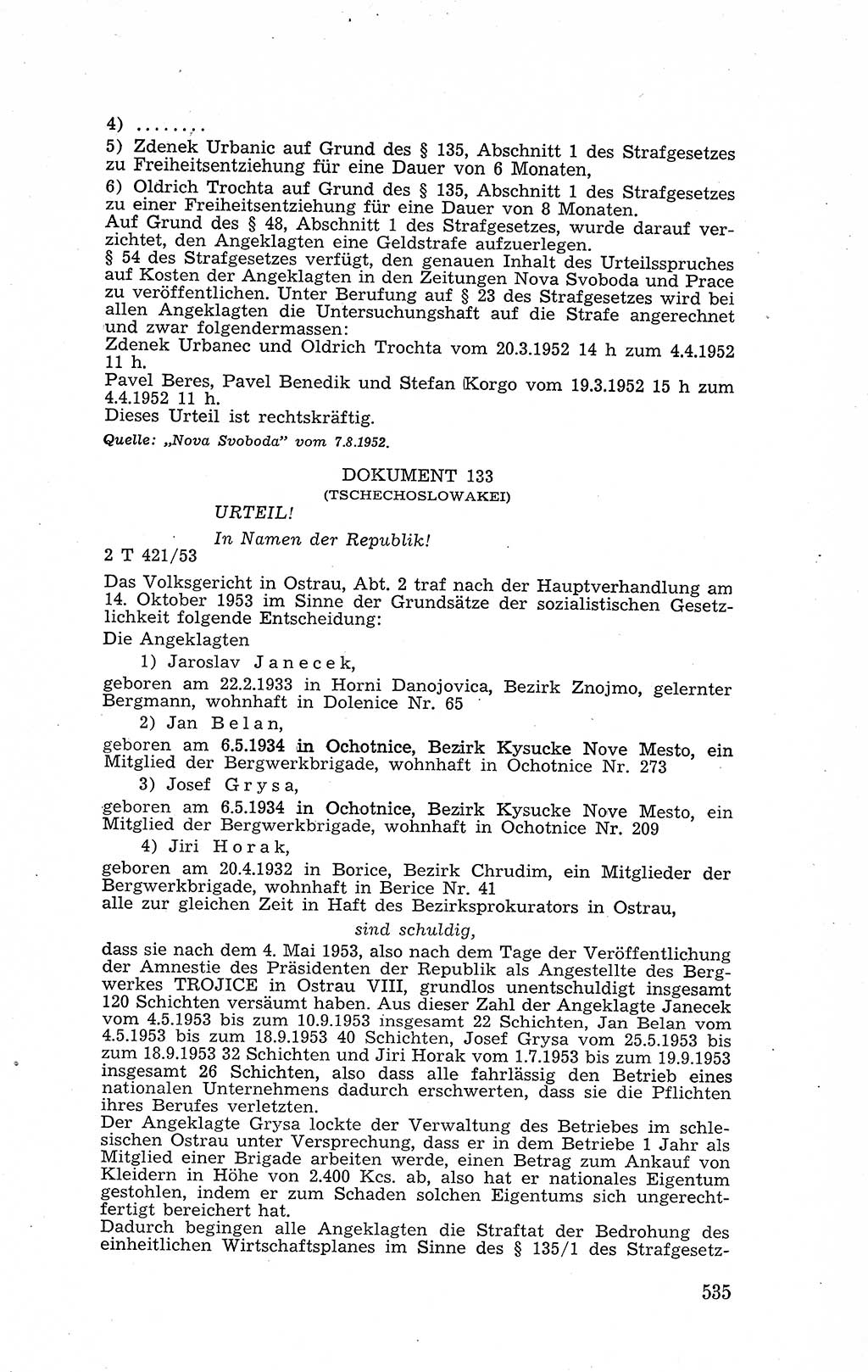 Recht in Fesseln, Dokumente, Internationale Juristen-Kommission [Bundesrepublik Deutschland (BRD)] 1955, Seite 535 (R. Dok. IJK BRD 1955, S. 535)