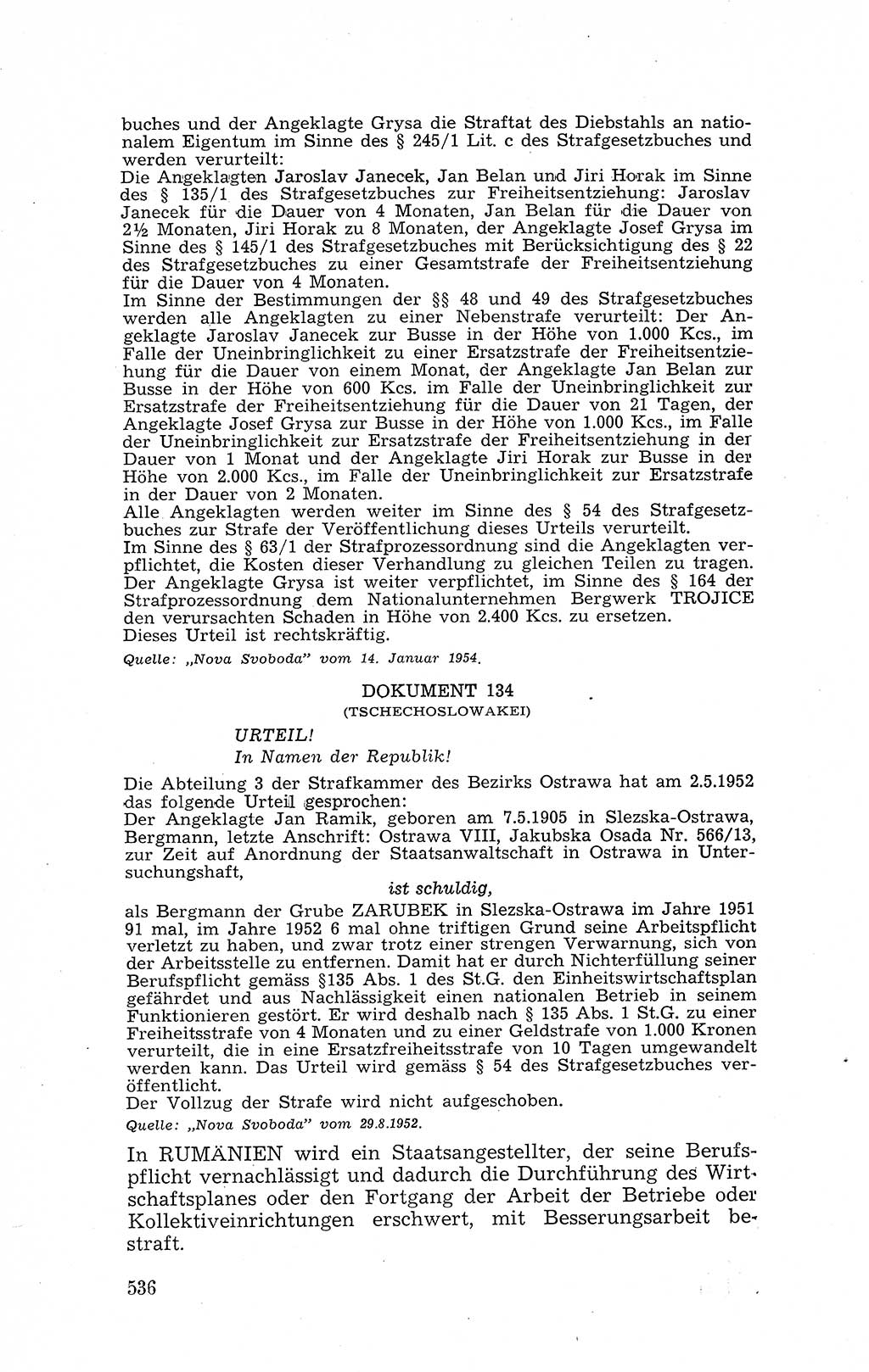 Recht in Fesseln, Dokumente, Internationale Juristen-Kommission [Bundesrepublik Deutschland (BRD)] 1955, Seite 536 (R. Dok. IJK BRD 1955, S. 536)