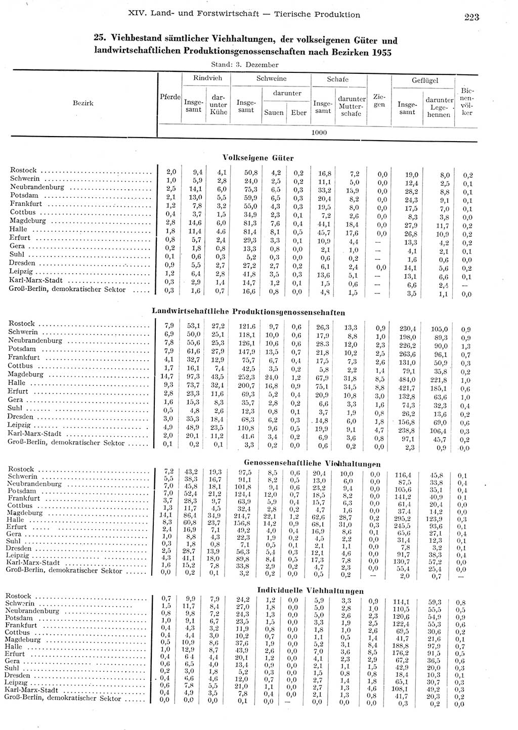 Statistisches Jahrbuch der Deutschen Demokratischen Republik (DDR) 1955, Seite 223 (Stat. Jb. DDR 1955, S. 223)