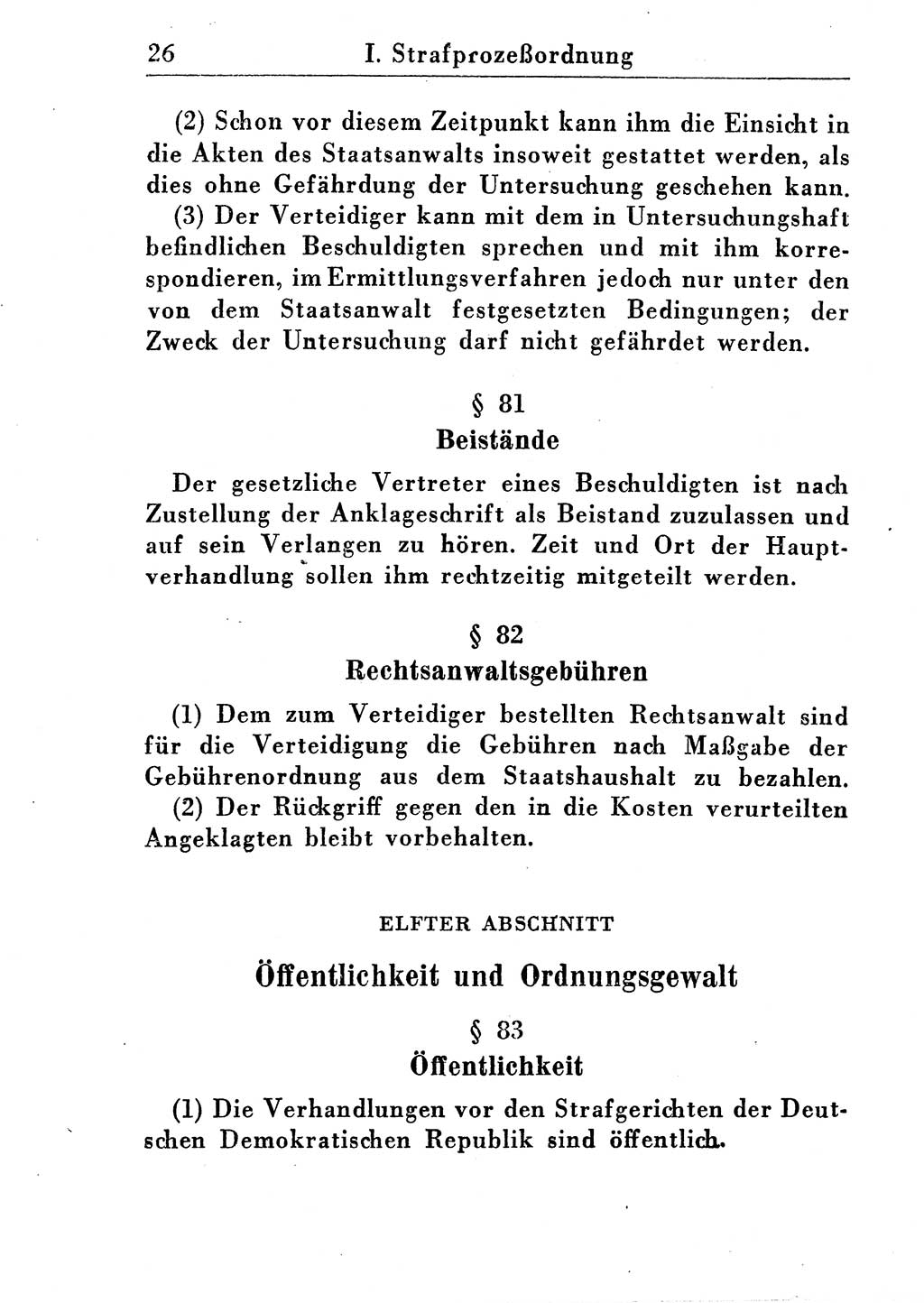 Strafprozeßordnung (StPO), Gerichtsverfassungsgesetz (GVG), Staatsanwaltsgesetz (StAG) und Jugendgerichtsgesetz (JGG) [Deutsche Demokratische Republik (DDR)] 1955, Seite 26 (StPO GVG StAG JGG DDR 1955, S. 26)