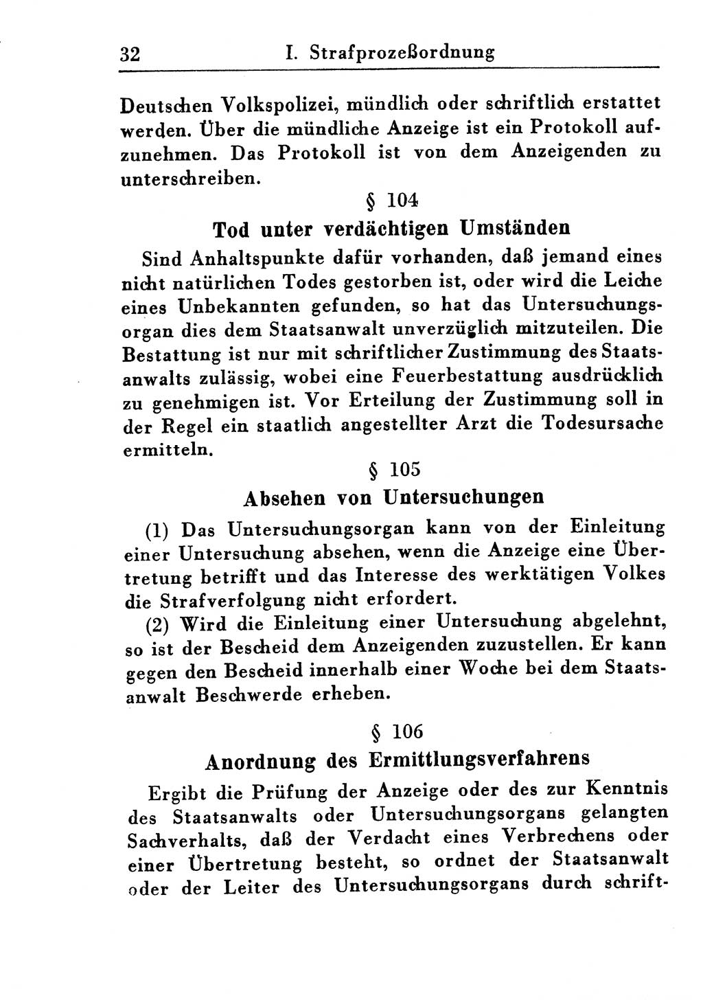 Strafprozeßordnung (StPO), Gerichtsverfassungsgesetz (GVG), Staatsanwaltsgesetz (StAG) und Jugendgerichtsgesetz (JGG) [Deutsche Demokratische Republik (DDR)] 1955, Seite 32 (StPO GVG StAG JGG DDR 1955, S. 32)