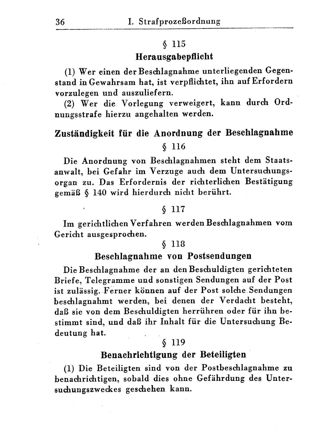 Strafprozeßordnung (StPO), Gerichtsverfassungsgesetz (GVG), Staatsanwaltsgesetz (StAG) und Jugendgerichtsgesetz (JGG) [Deutsche Demokratische Republik (DDR)] 1955, Seite 36 (StPO GVG StAG JGG DDR 1955, S. 36)