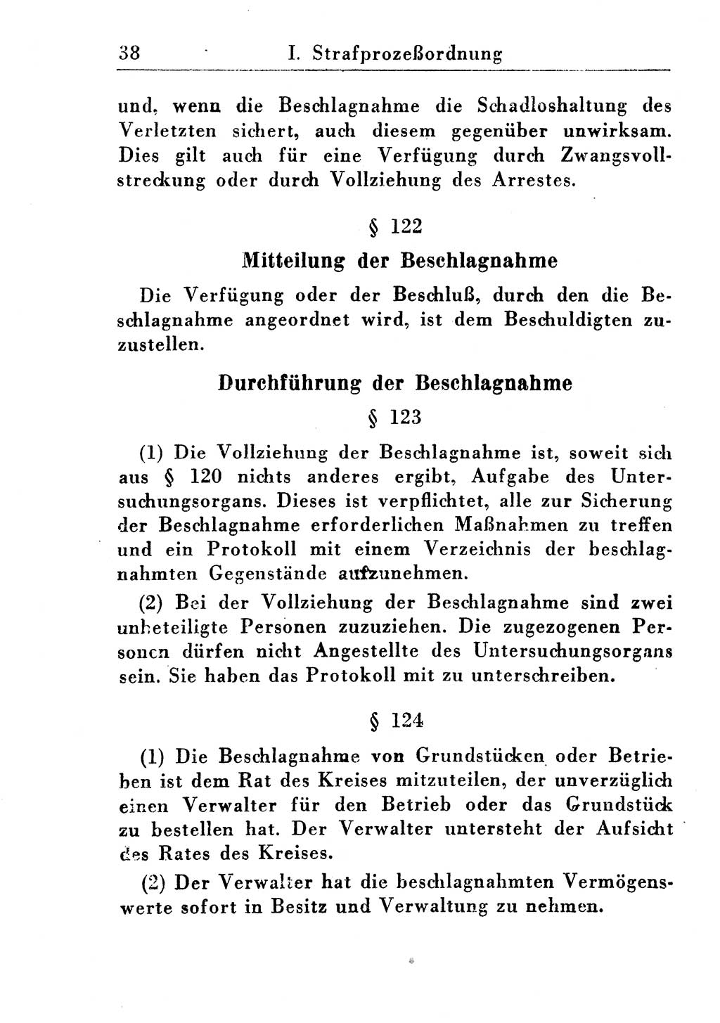 Strafprozeßordnung (StPO), Gerichtsverfassungsgesetz (GVG), Staatsanwaltsgesetz (StAG) und Jugendgerichtsgesetz (JGG) [Deutsche Demokratische Republik (DDR)] 1955, Seite 38 (StPO GVG StAG JGG DDR 1955, S. 38)