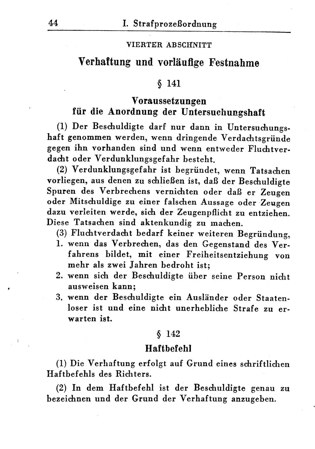 Strafprozeßordnung (StPO), Gerichtsverfassungsgesetz (GVG), Staatsanwaltsgesetz (StAG) und Jugendgerichtsgesetz (JGG) [Deutsche Demokratische Republik (DDR)] 1955, Seite 44 (StPO GVG StAG JGG DDR 1955, S. 44)