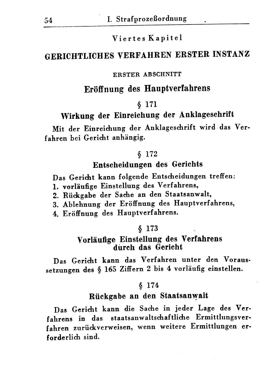 Strafprozeßordnung (StPO), Gerichtsverfassungsgesetz (GVG), Staatsanwaltsgesetz (StAG) und Jugendgerichtsgesetz (JGG) [Deutsche Demokratische Republik (DDR)] 1955, Seite 54 (StPO GVG StAG JGG DDR 1955, S. 54)