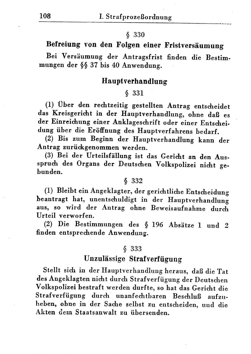 Strafprozeßordnung (StPO), Gerichtsverfassungsgesetz (GVG), Staatsanwaltsgesetz (StAG) und Jugendgerichtsgesetz (JGG) [Deutsche Demokratische Republik (DDR)] 1955, Seite 108 (StPO GVG StAG JGG DDR 1955, S. 108)