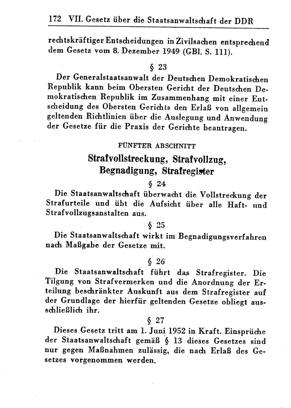 Strafprozeßordnung (StPO), Gerichtsverfassungsgesetz (GVG), Staatsanwaltsgesetz (StAG) und Jugendgerichtsgesetz (JGG) [Deutsche Demokratische Republik (DDR)] 1955, Seite 172 (StPO GVG StAG JGG DDR 1955, S. 172)