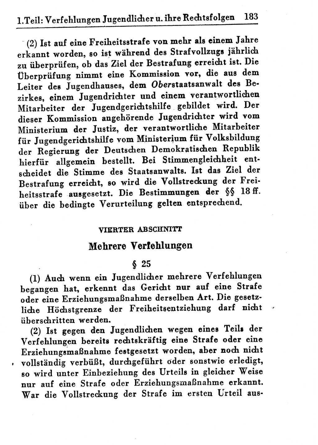 Strafprozeßordnung (StPO), Gerichtsverfassungsgesetz (GVG), Staatsanwaltsgesetz (StAG) und Jugendgerichtsgesetz (JGG) [Deutsche Demokratische Republik (DDR)] 1955, Seite 183 (StPO GVG StAG JGG DDR 1955, S. 183)