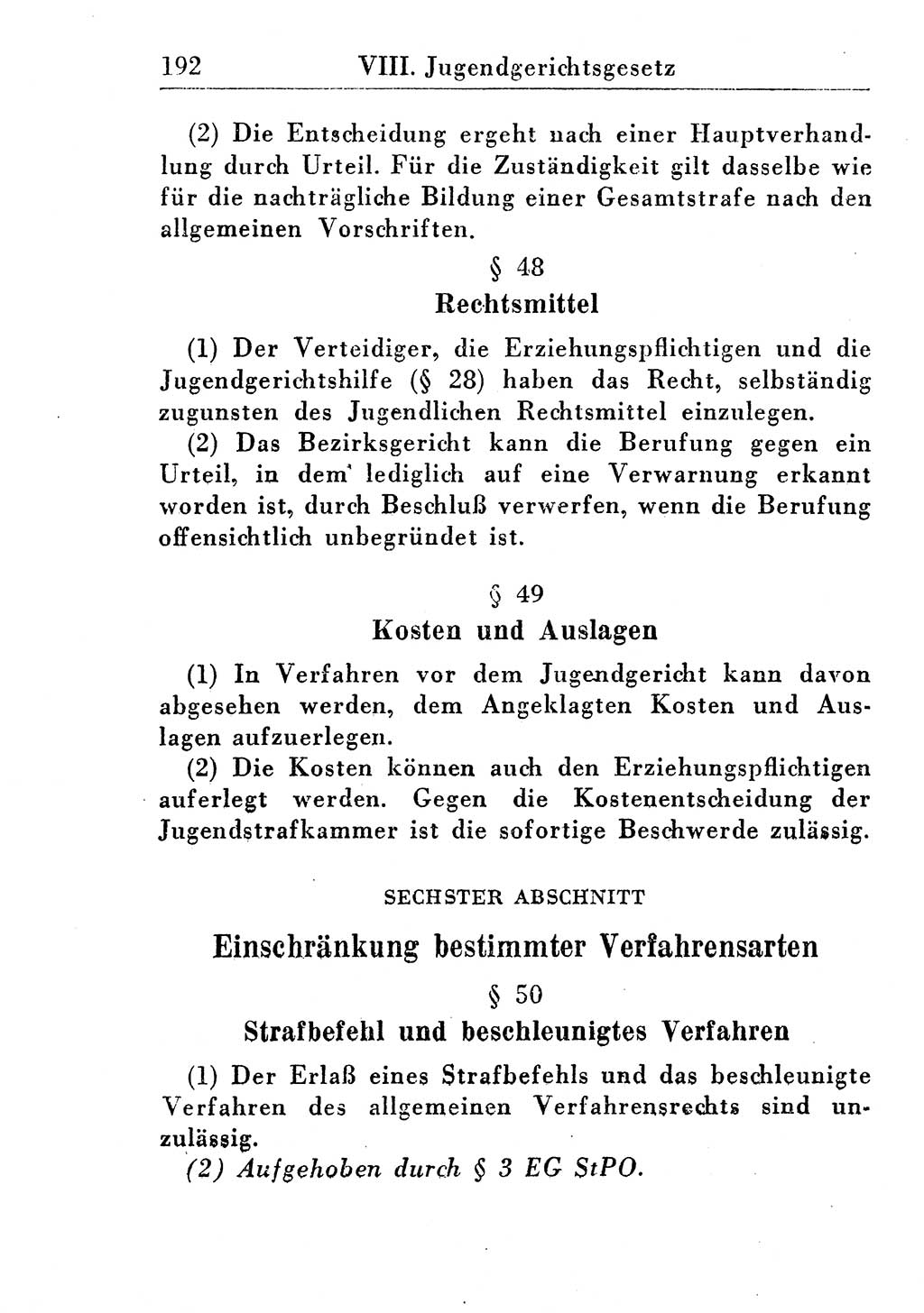 Strafprozeßordnung (StPO), Gerichtsverfassungsgesetz (GVG), Staatsanwaltsgesetz (StAG) und Jugendgerichtsgesetz (JGG) [Deutsche Demokratische Republik (DDR)] 1955, Seite 192 (StPO GVG StAG JGG DDR 1955, S. 192)