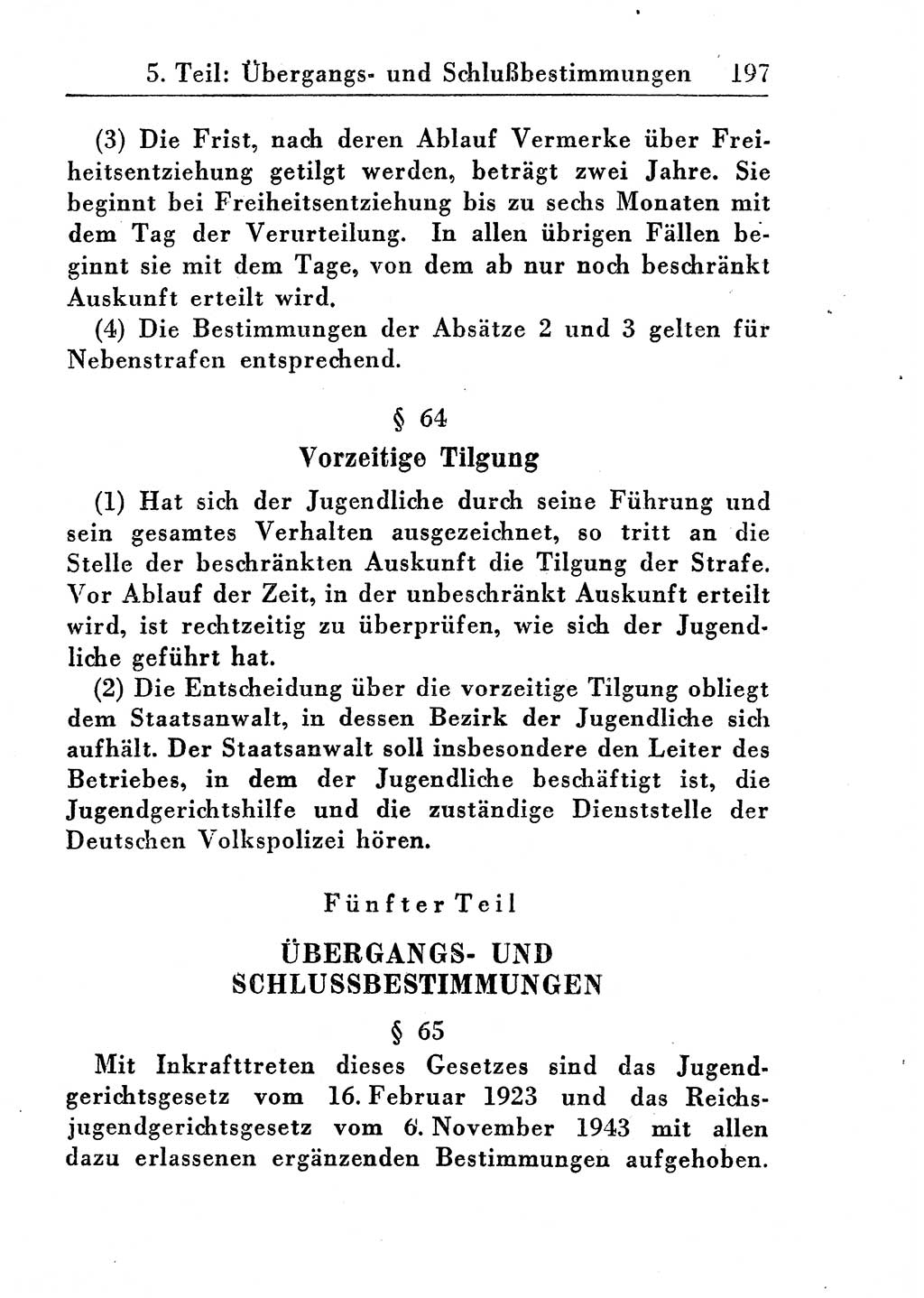 Strafprozeßordnung (StPO), Gerichtsverfassungsgesetz (GVG), Staatsanwaltsgesetz (StAG) und Jugendgerichtsgesetz (JGG) [Deutsche Demokratische Republik (DDR)] 1955, Seite 197 (StPO GVG StAG JGG DDR 1955, S. 197)