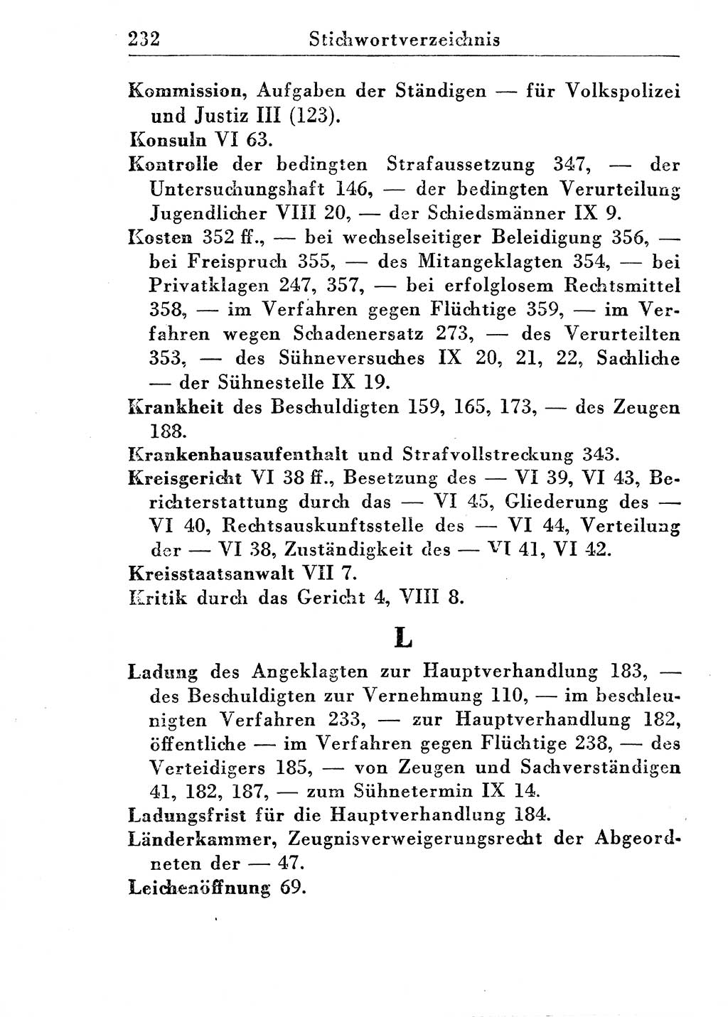 Strafprozeßordnung (StPO), Gerichtsverfassungsgesetz (GVG), Staatsanwaltsgesetz (StAG) und Jugendgerichtsgesetz (JGG) [Deutsche Demokratische Republik (DDR)] 1955, Seite 232 (StPO GVG StAG JGG DDR 1955, S. 232)