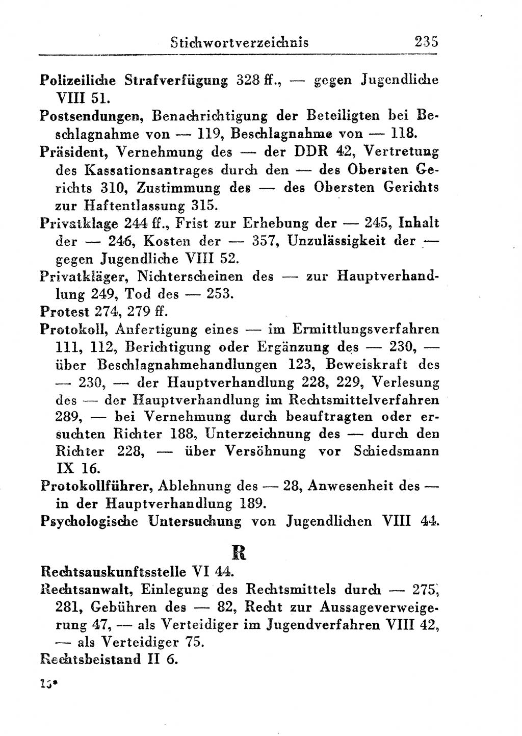 Strafprozeßordnung (StPO), Gerichtsverfassungsgesetz (GVG), Staatsanwaltsgesetz (StAG) und Jugendgerichtsgesetz (JGG) [Deutsche Demokratische Republik (DDR)] 1955, Seite 235 (StPO GVG StAG JGG DDR 1955, S. 235)