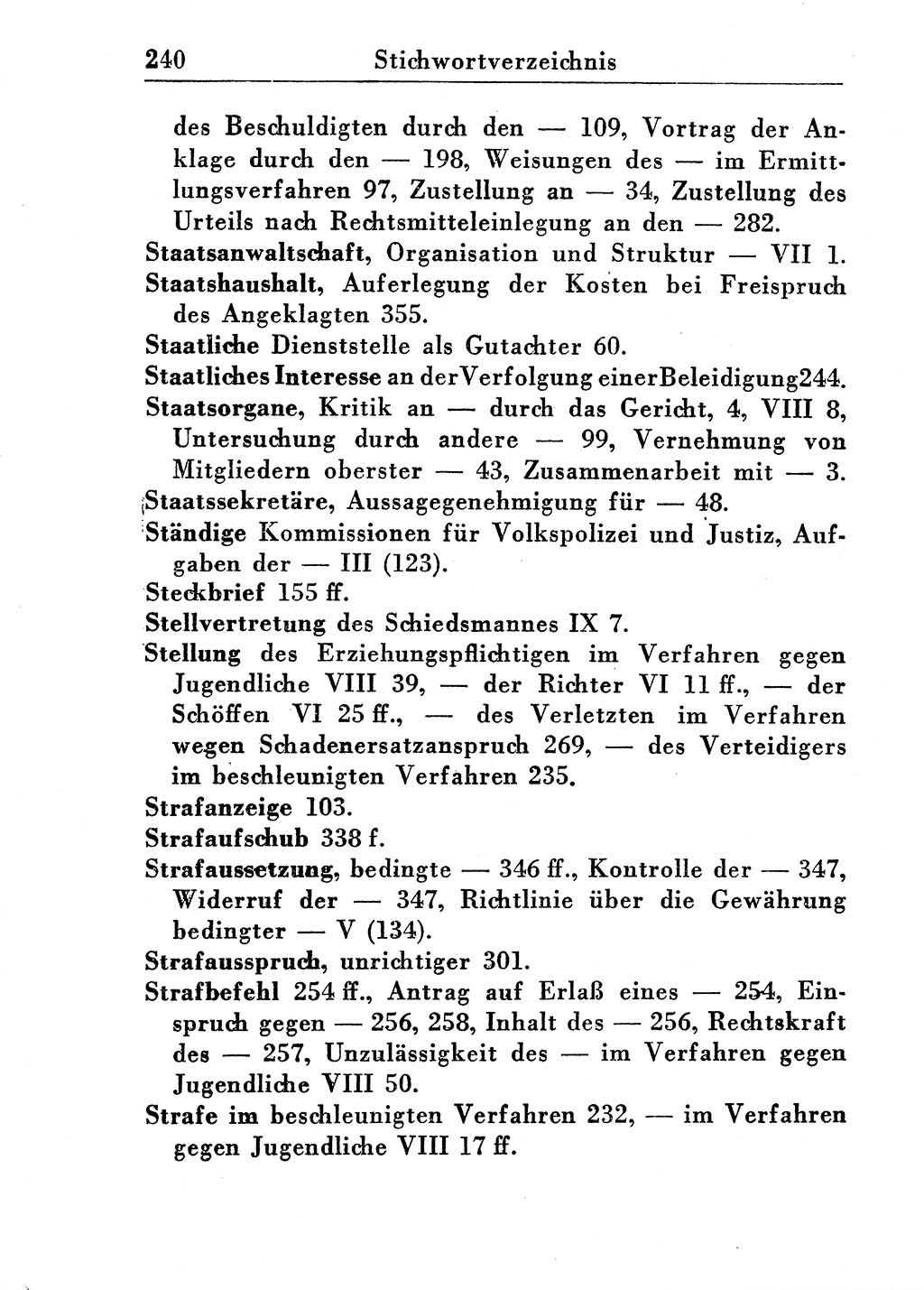 Strafprozeßordnung (StPO), Gerichtsverfassungsgesetz (GVG), Staatsanwaltsgesetz (StAG) und Jugendgerichtsgesetz (JGG) [Deutsche Demokratische Republik (DDR)] 1955, Seite 240 (StPO GVG StAG JGG DDR 1955, S. 240)