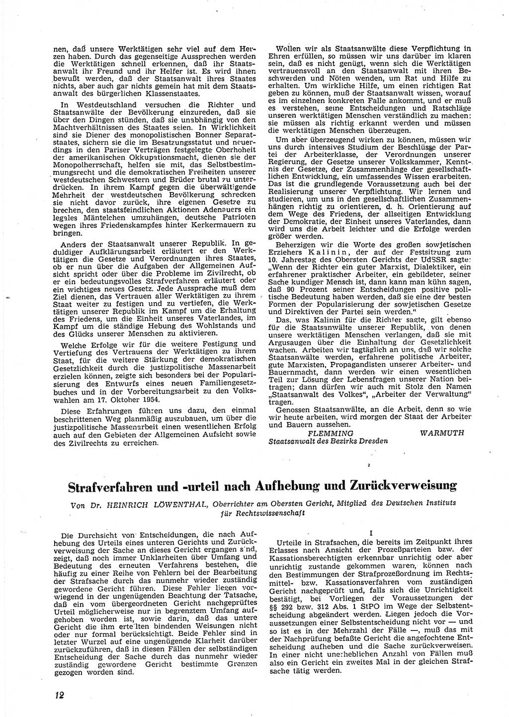 Neue Justiz (NJ), Zeitschrift für Recht und Rechtswissenschaft [Deutsche Demokratische Republik (DDR)], 9. Jahrgang 1955, Seite 12 (NJ DDR 1955, S. 12)