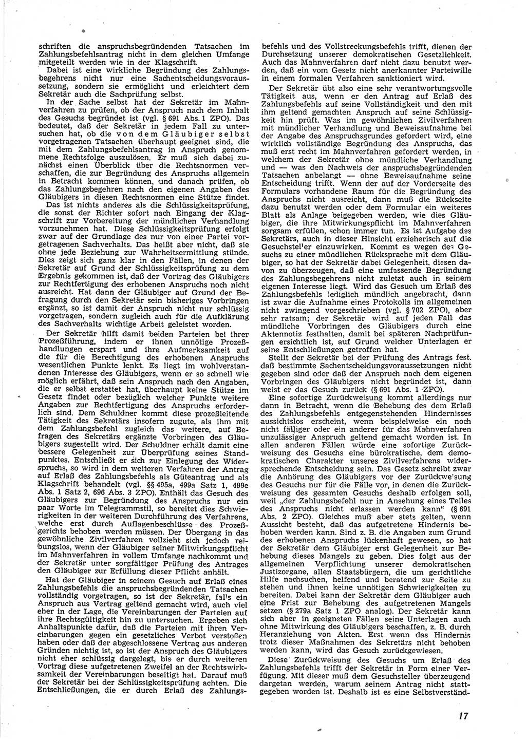 Neue Justiz (NJ), Zeitschrift für Recht und Rechtswissenschaft [Deutsche Demokratische Republik (DDR)], 9. Jahrgang 1955, Seite 17 (NJ DDR 1955, S. 17)