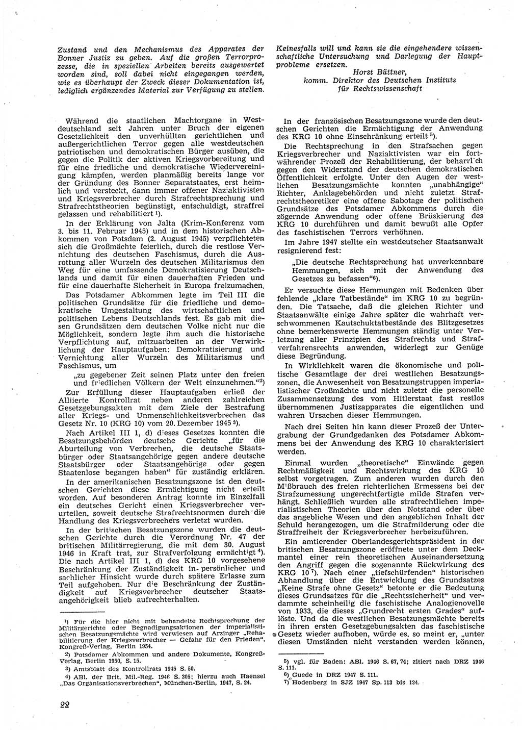 Neue Justiz (NJ), Zeitschrift für Recht und Rechtswissenschaft [Deutsche Demokratische Republik (DDR)], 9. Jahrgang 1955, Seite 22 (NJ DDR 1955, S. 22)