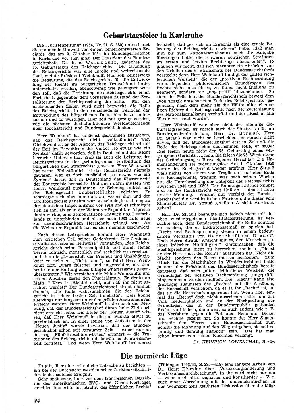 Neue Justiz (NJ), Zeitschrift für Recht und Rechtswissenschaft [Deutsche Demokratische Republik (DDR)], 9. Jahrgang 1955, Seite 24 (NJ DDR 1955, S. 24)