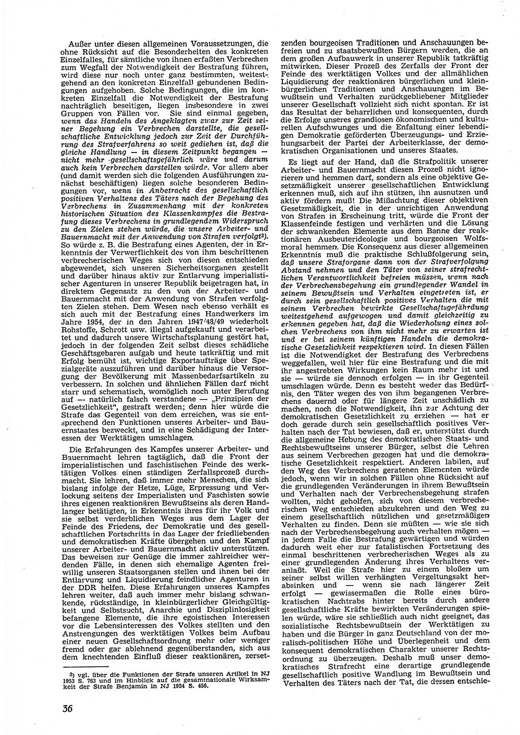 Neue Justiz (NJ), Zeitschrift für Recht und Rechtswissenschaft [Deutsche Demokratische Republik (DDR)], 9. Jahrgang 1955, Seite 36 (NJ DDR 1955, S. 36)