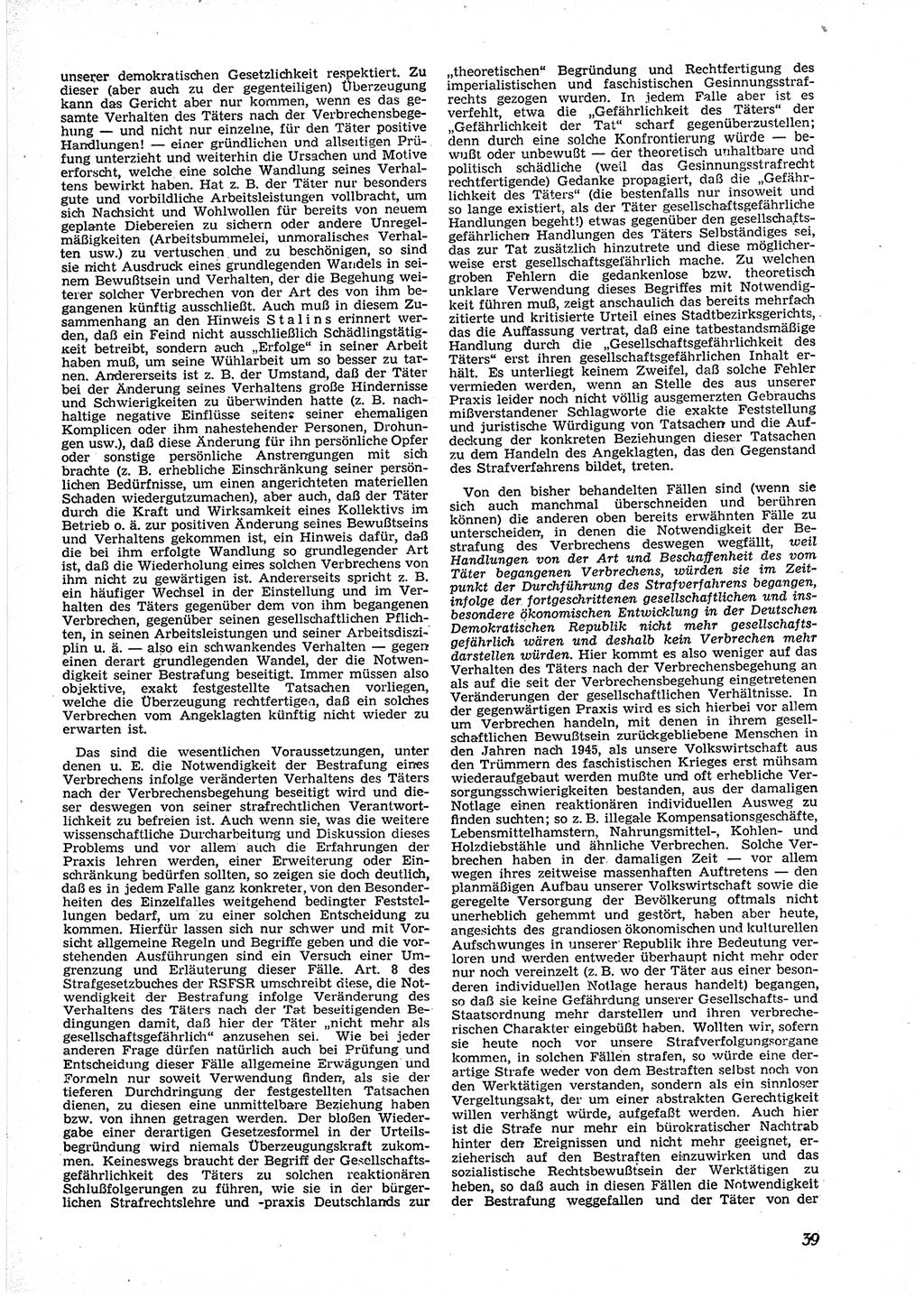 Neue Justiz (NJ), Zeitschrift für Recht und Rechtswissenschaft [Deutsche Demokratische Republik (DDR)], 9. Jahrgang 1955, Seite 39 (NJ DDR 1955, S. 39)