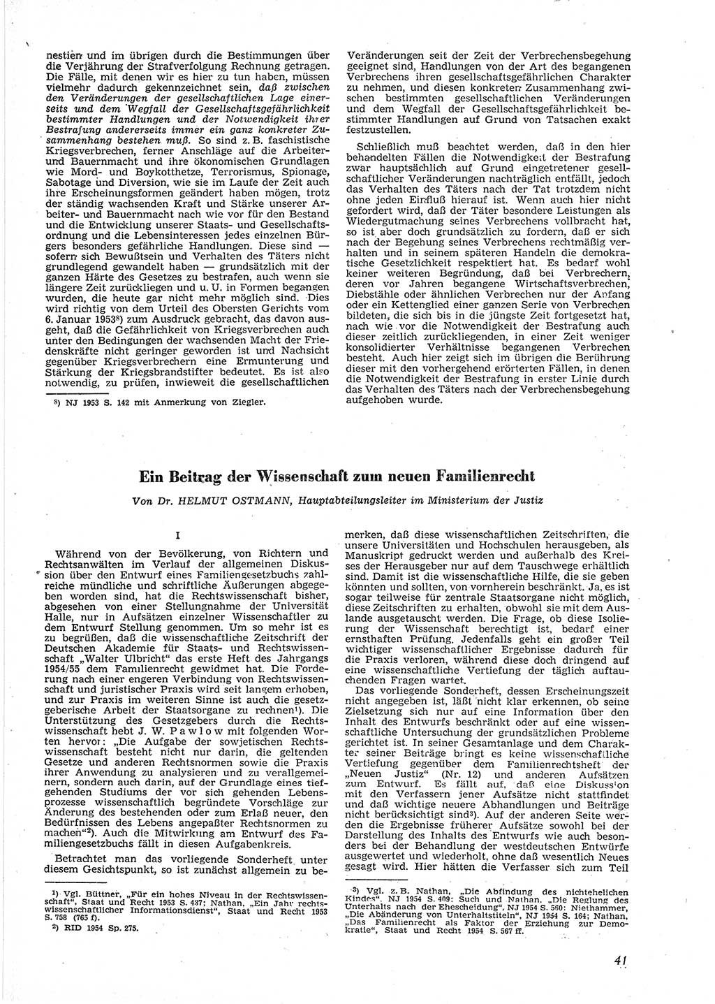 Neue Justiz (NJ), Zeitschrift für Recht und Rechtswissenschaft [Deutsche Demokratische Republik (DDR)], 9. Jahrgang 1955, Seite 41 (NJ DDR 1955, S. 41)