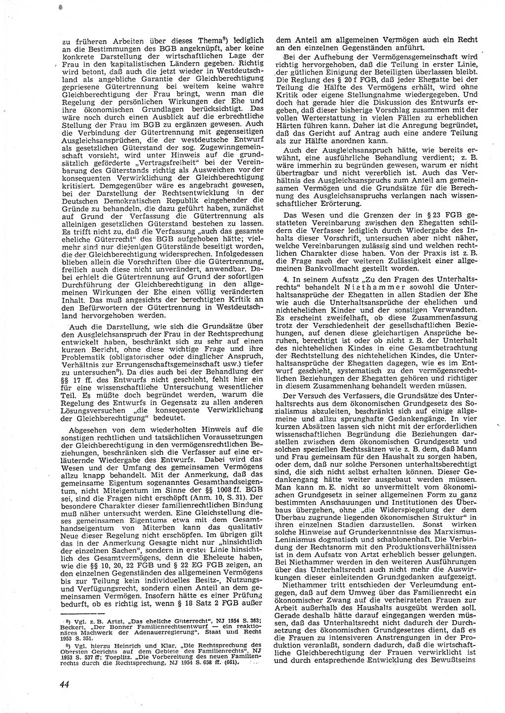 Neue Justiz (NJ), Zeitschrift für Recht und Rechtswissenschaft [Deutsche Demokratische Republik (DDR)], 9. Jahrgang 1955, Seite 44 (NJ DDR 1955, S. 44)
