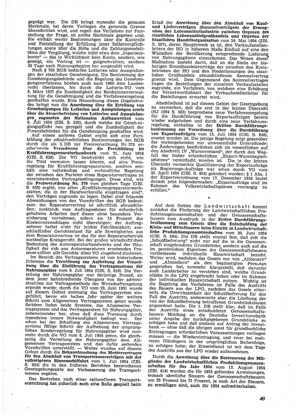 Neue Justiz (NJ), Zeitschrift für Recht und Rechtswissenschaft [Deutsche Demokratische Republik (DDR)], 9. Jahrgang 1955, Seite 49 (NJ DDR 1955, S. 49)
