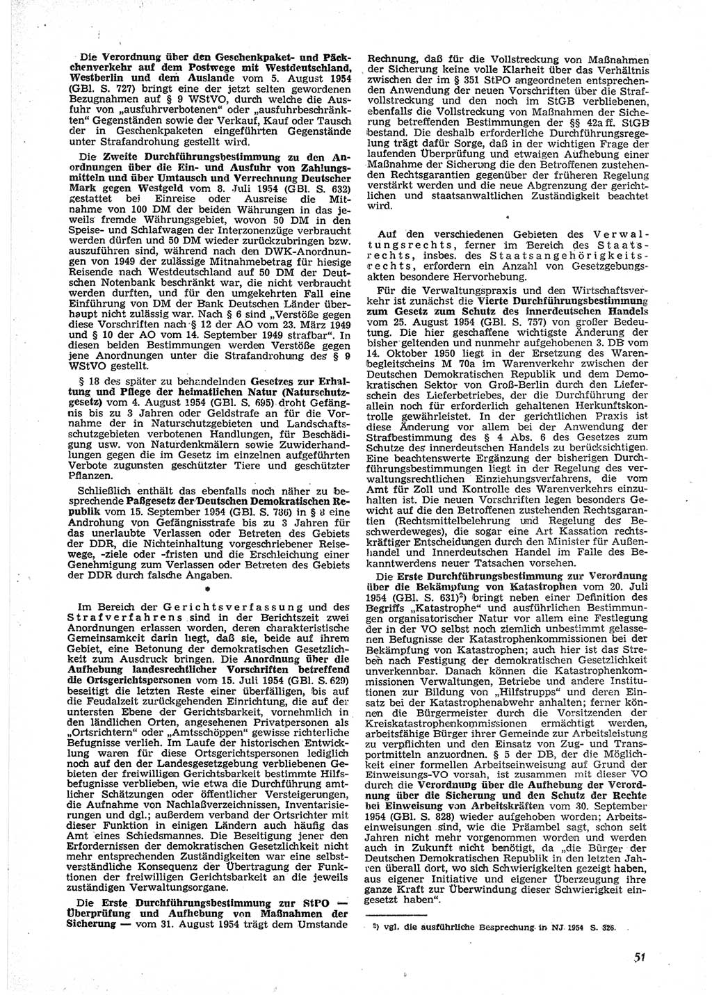 Neue Justiz (NJ), Zeitschrift für Recht und Rechtswissenschaft [Deutsche Demokratische Republik (DDR)], 9. Jahrgang 1955, Seite 51 (NJ DDR 1955, S. 51)