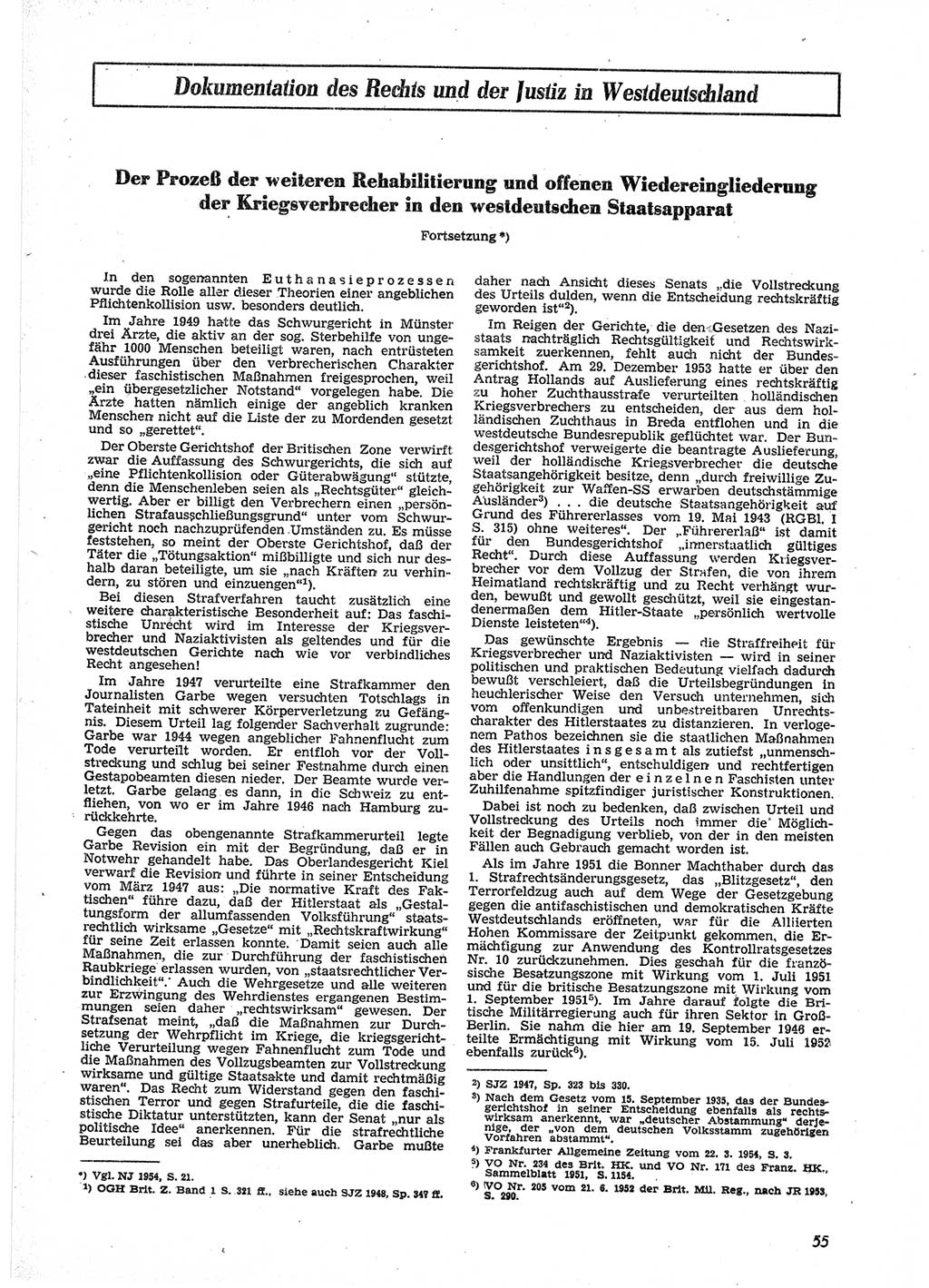 Neue Justiz (NJ), Zeitschrift für Recht und Rechtswissenschaft [Deutsche Demokratische Republik (DDR)], 9. Jahrgang 1955, Seite 55 (NJ DDR 1955, S. 55)