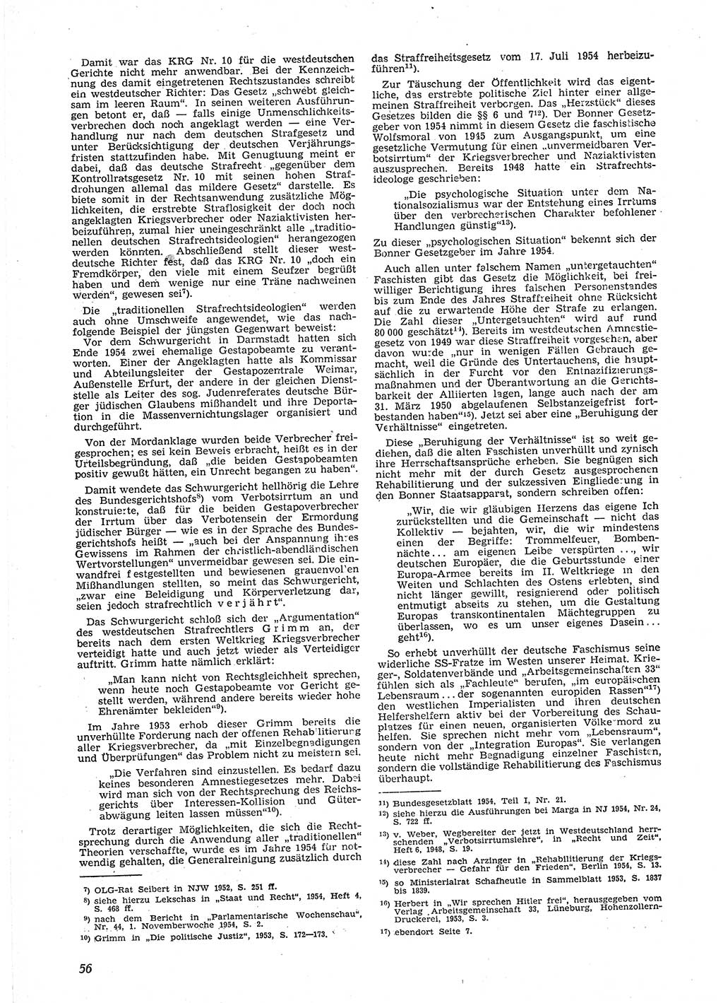 Neue Justiz (NJ), Zeitschrift für Recht und Rechtswissenschaft [Deutsche Demokratische Republik (DDR)], 9. Jahrgang 1955, Seite 56 (NJ DDR 1955, S. 56)