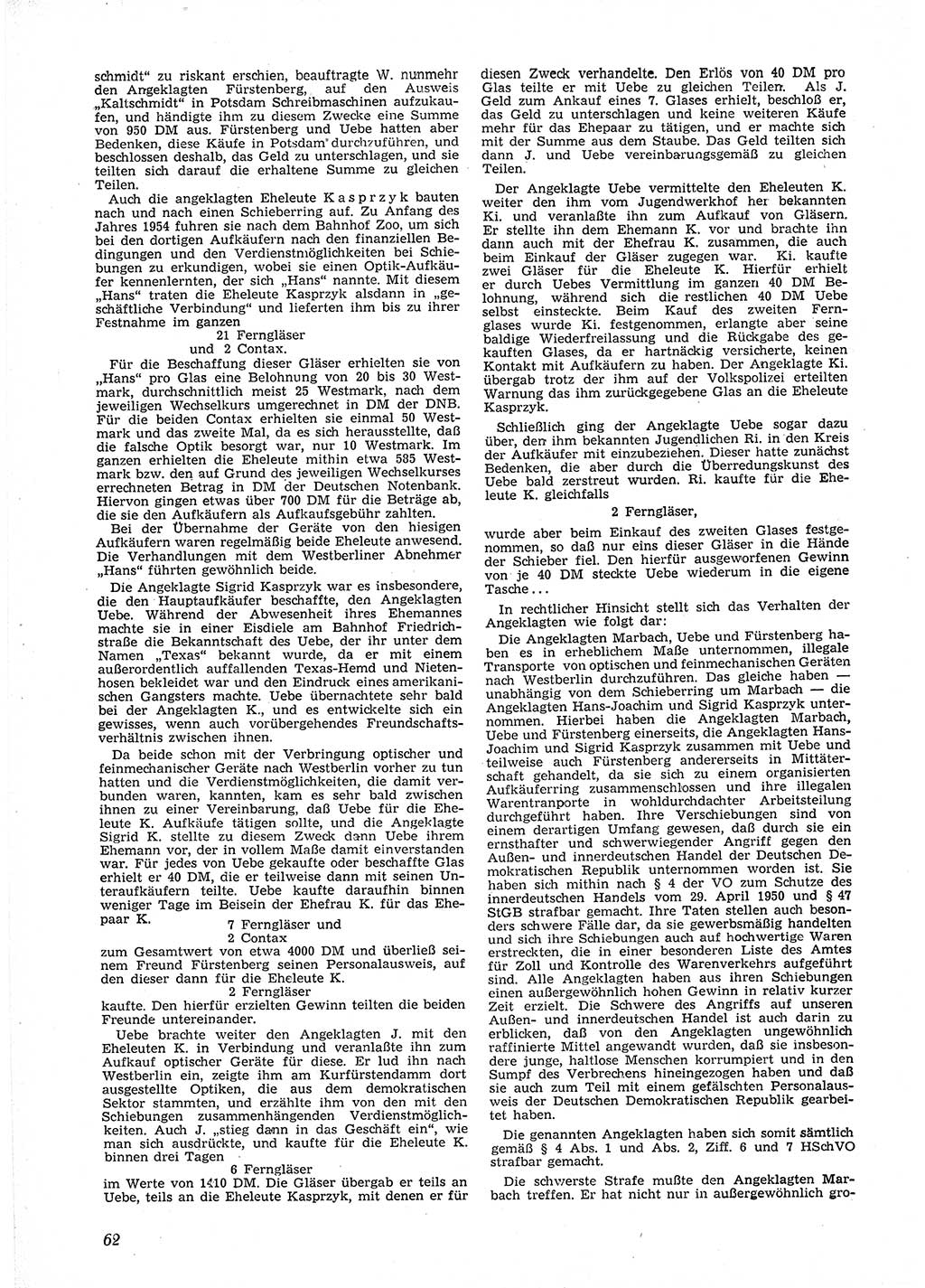 Neue Justiz (NJ), Zeitschrift für Recht und Rechtswissenschaft [Deutsche Demokratische Republik (DDR)], 9. Jahrgang 1955, Seite 62 (NJ DDR 1955, S. 62)