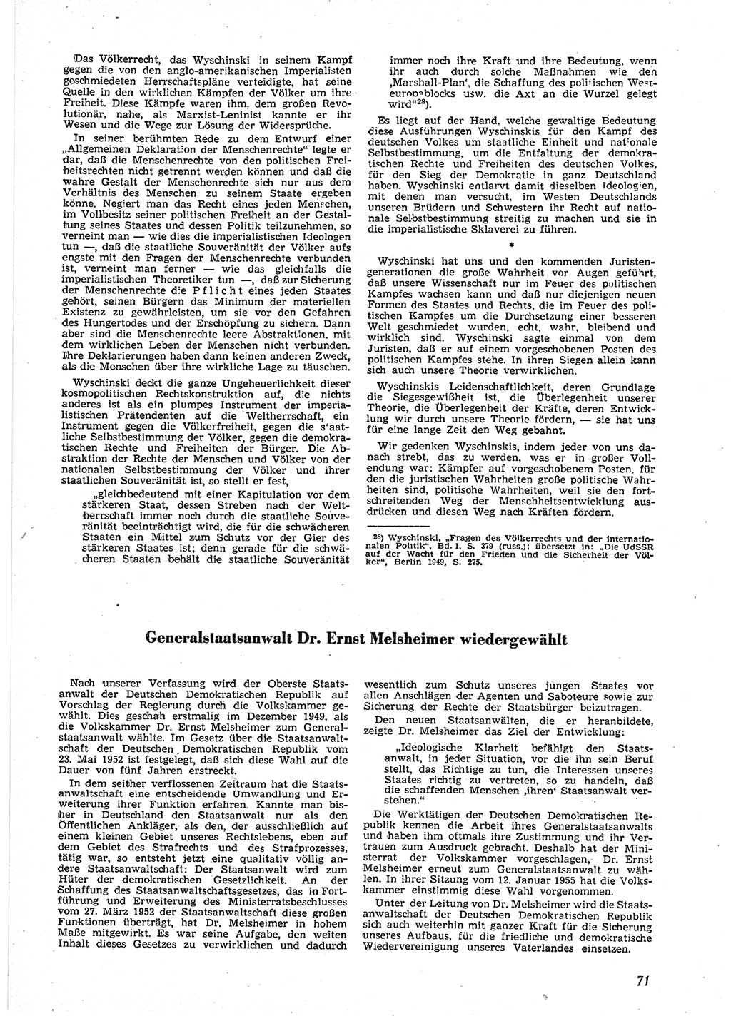 Neue Justiz (NJ), Zeitschrift für Recht und Rechtswissenschaft [Deutsche Demokratische Republik (DDR)], 9. Jahrgang 1955, Seite 71 (NJ DDR 1955, S. 71)