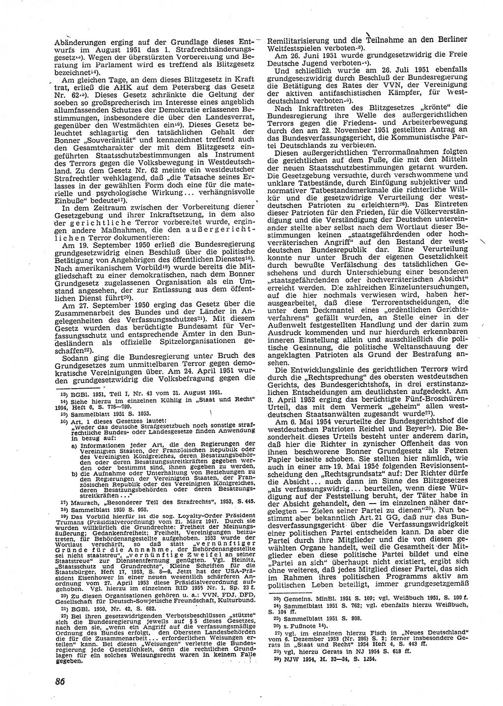 Neue Justiz (NJ), Zeitschrift für Recht und Rechtswissenschaft [Deutsche Demokratische Republik (DDR)], 9. Jahrgang 1955, Seite 86 (NJ DDR 1955, S. 86)
